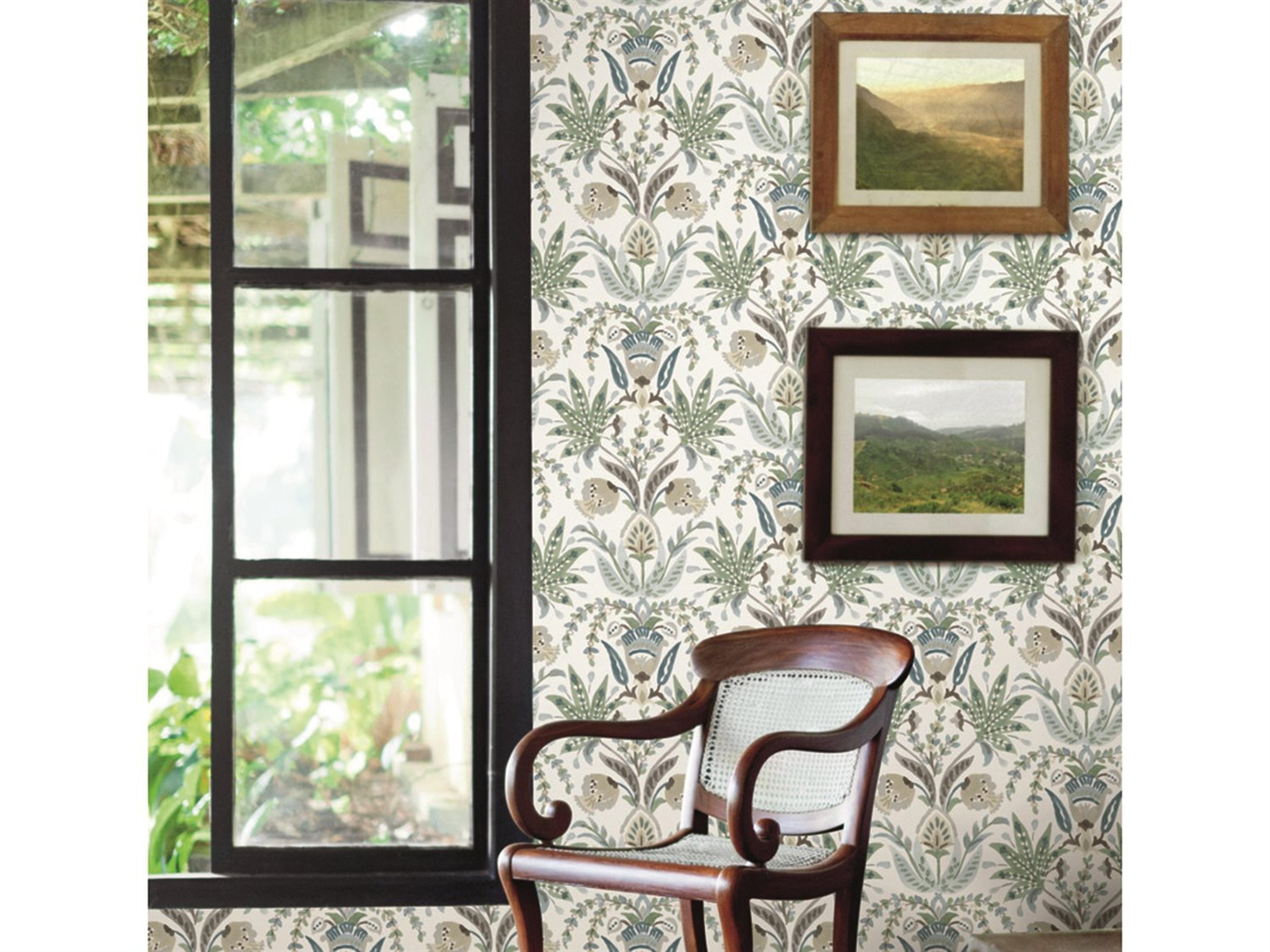 York Wallcoverings Mediterranean Green Blue Seaside Jacobean Wallpaper
