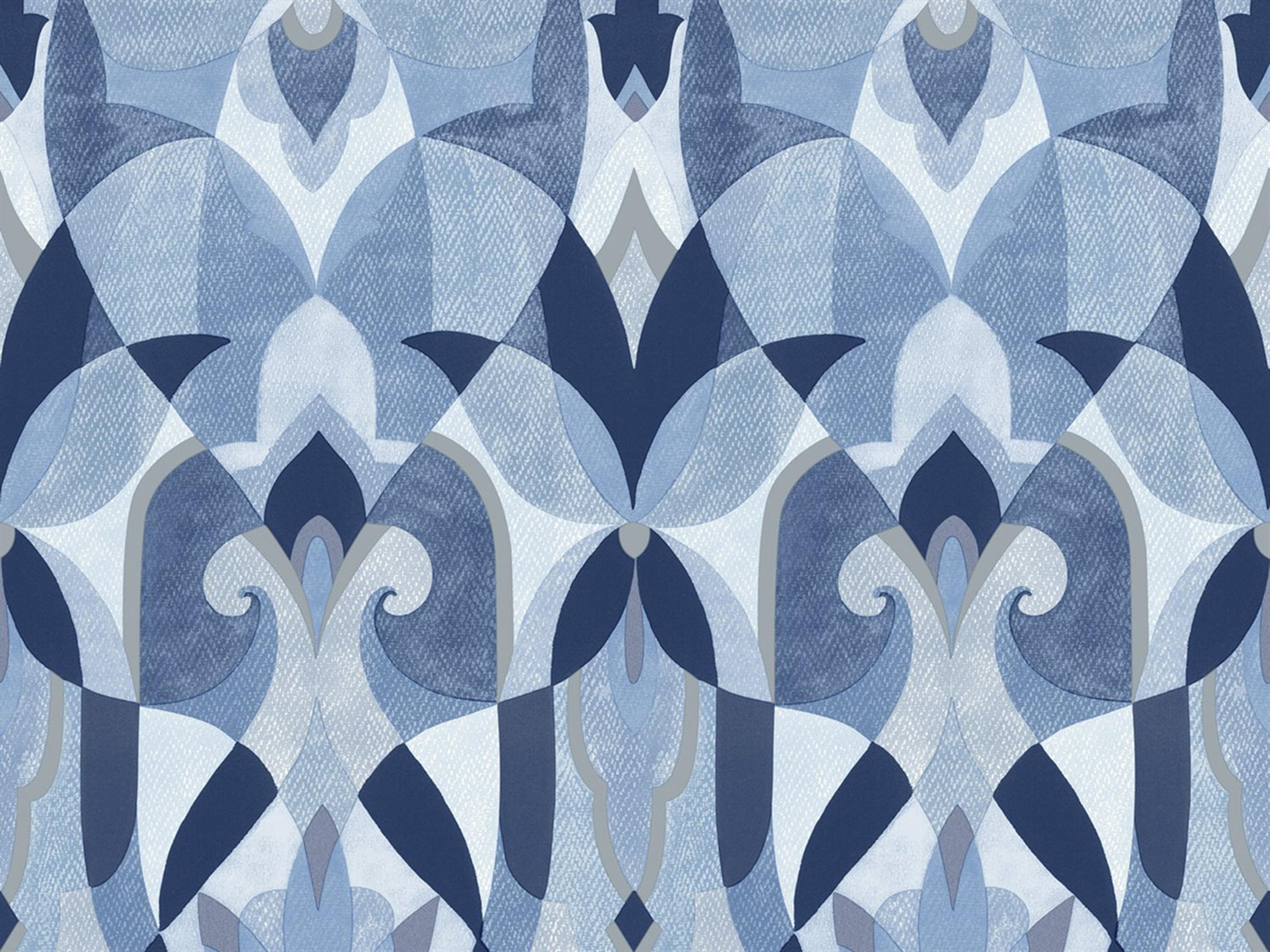 York Wallcoverings Mediterranean Blue Silver Malta Wallpaper