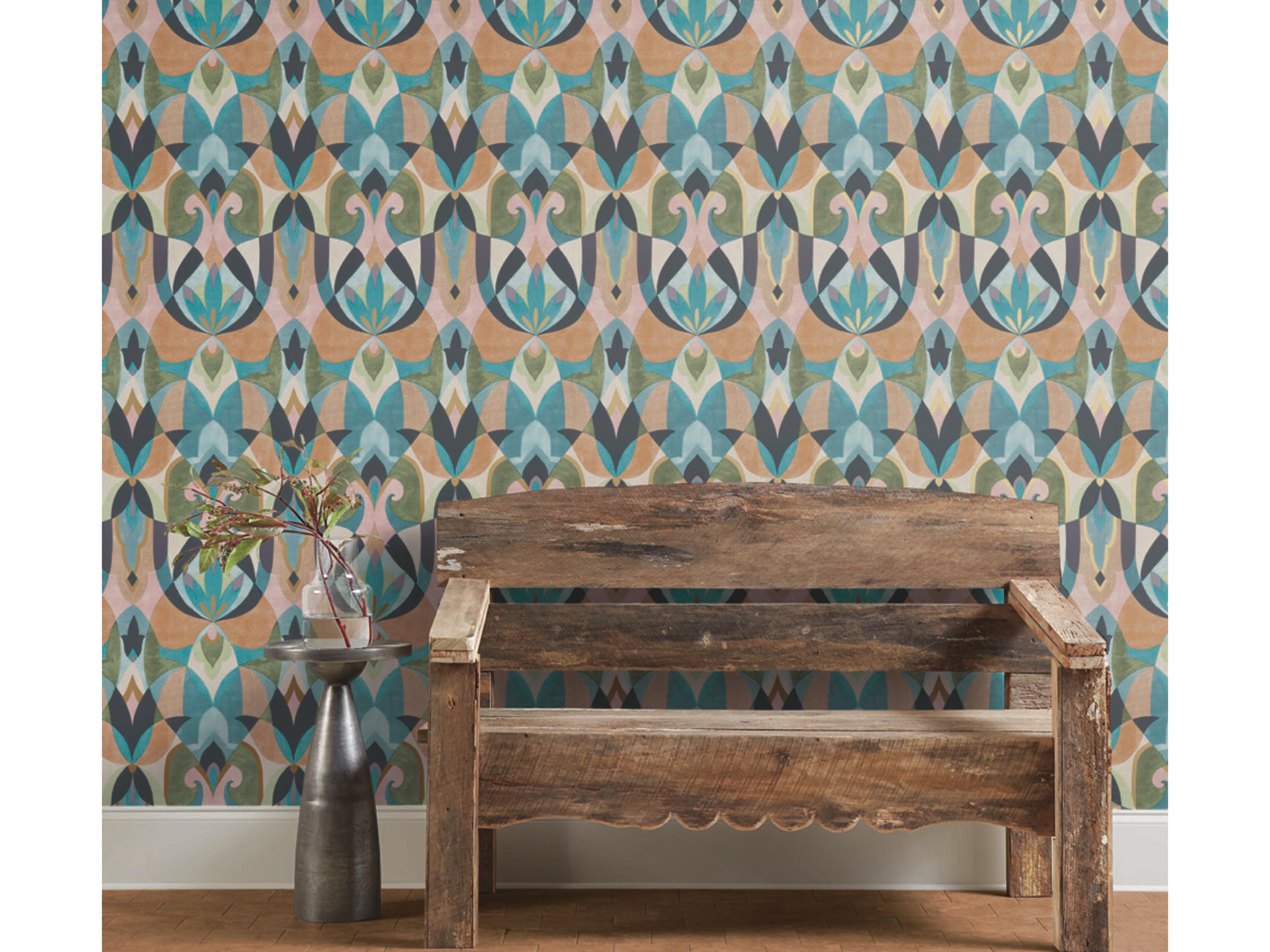 Mediterranean Teal Gold Malta Wallpaper