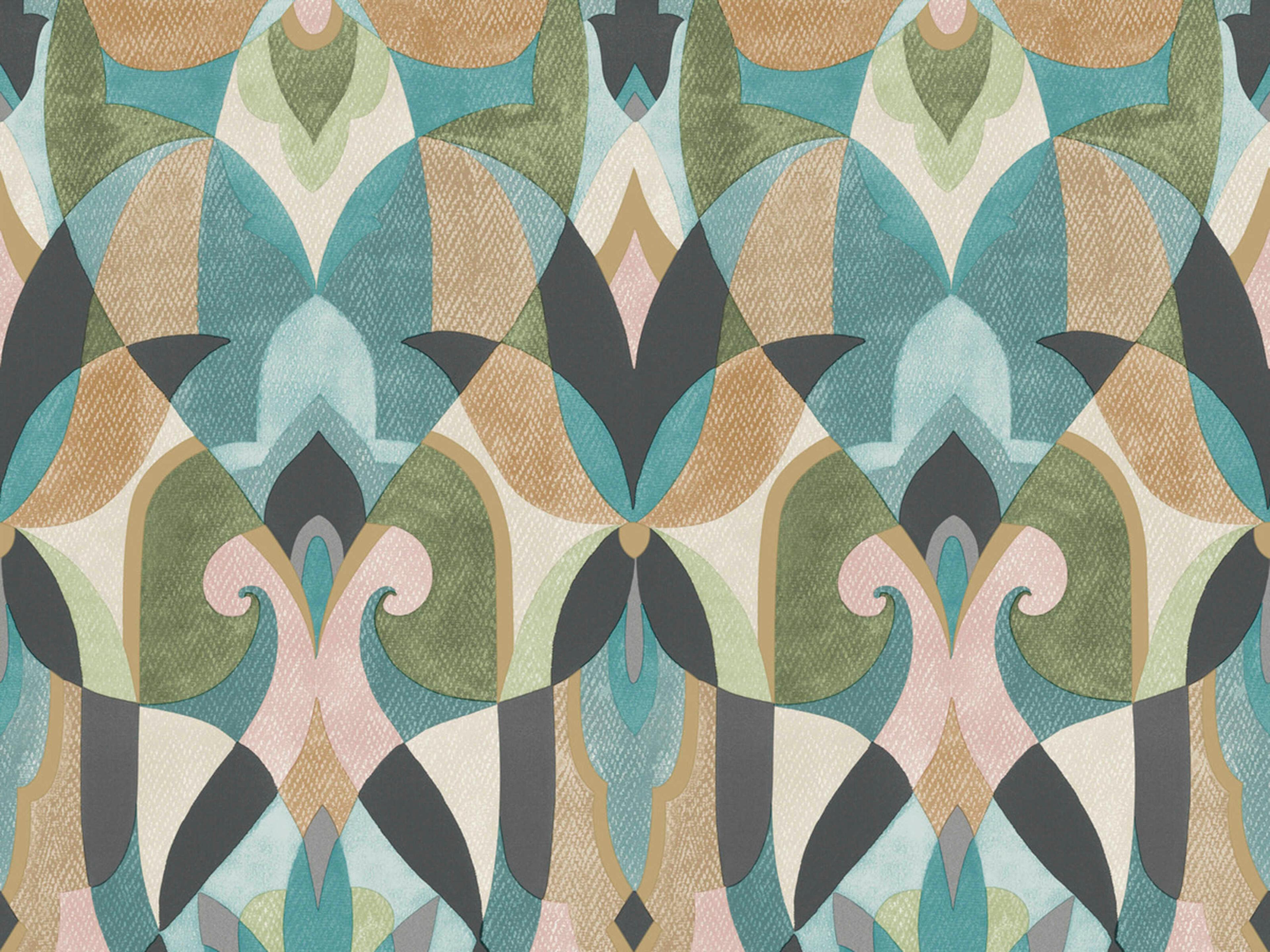 York Wallcoverings Mediterranean Teal Gold Malta Wallpaper