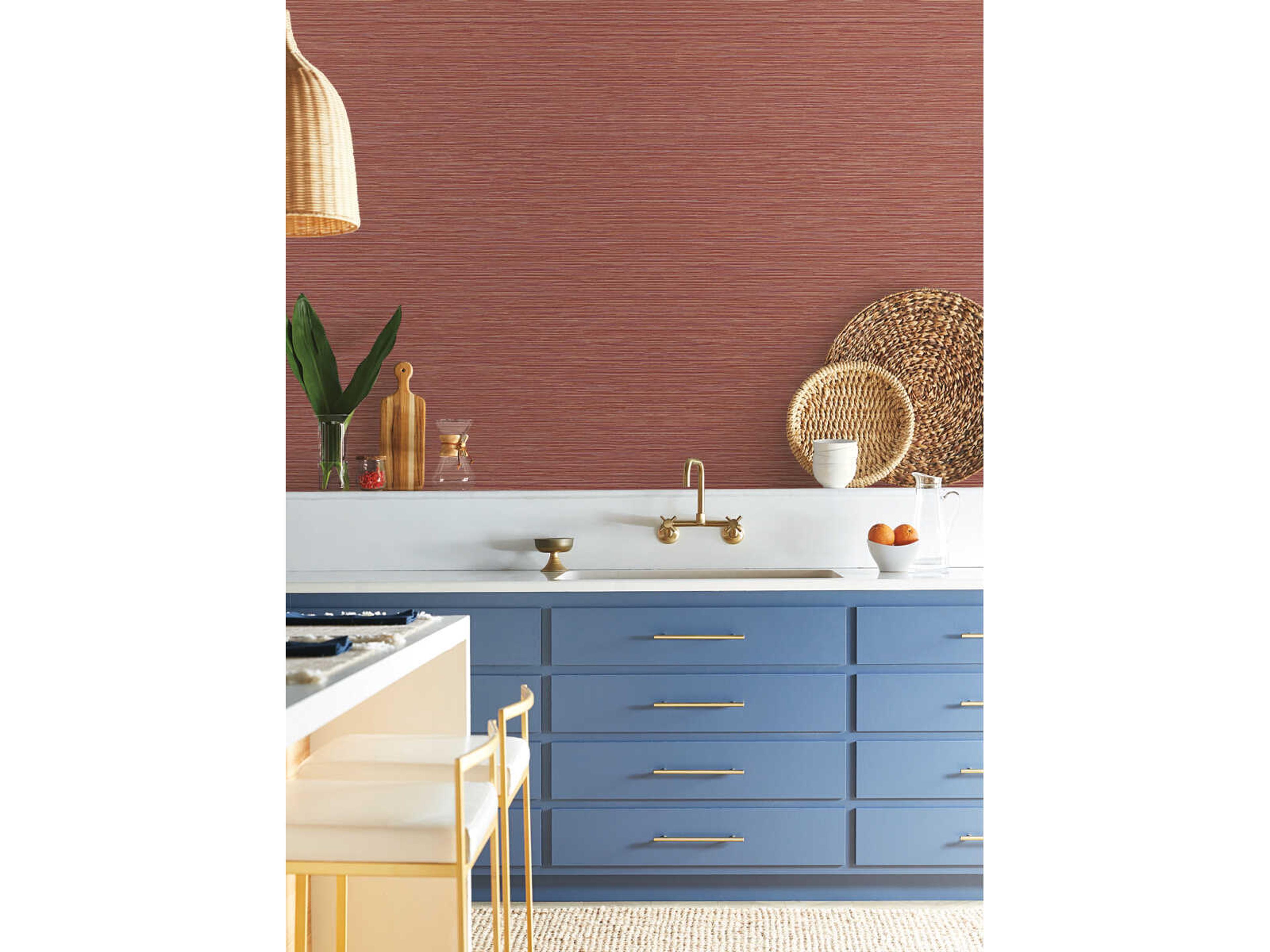 Natural Digest Grass Roots Red Orange Wallpaper