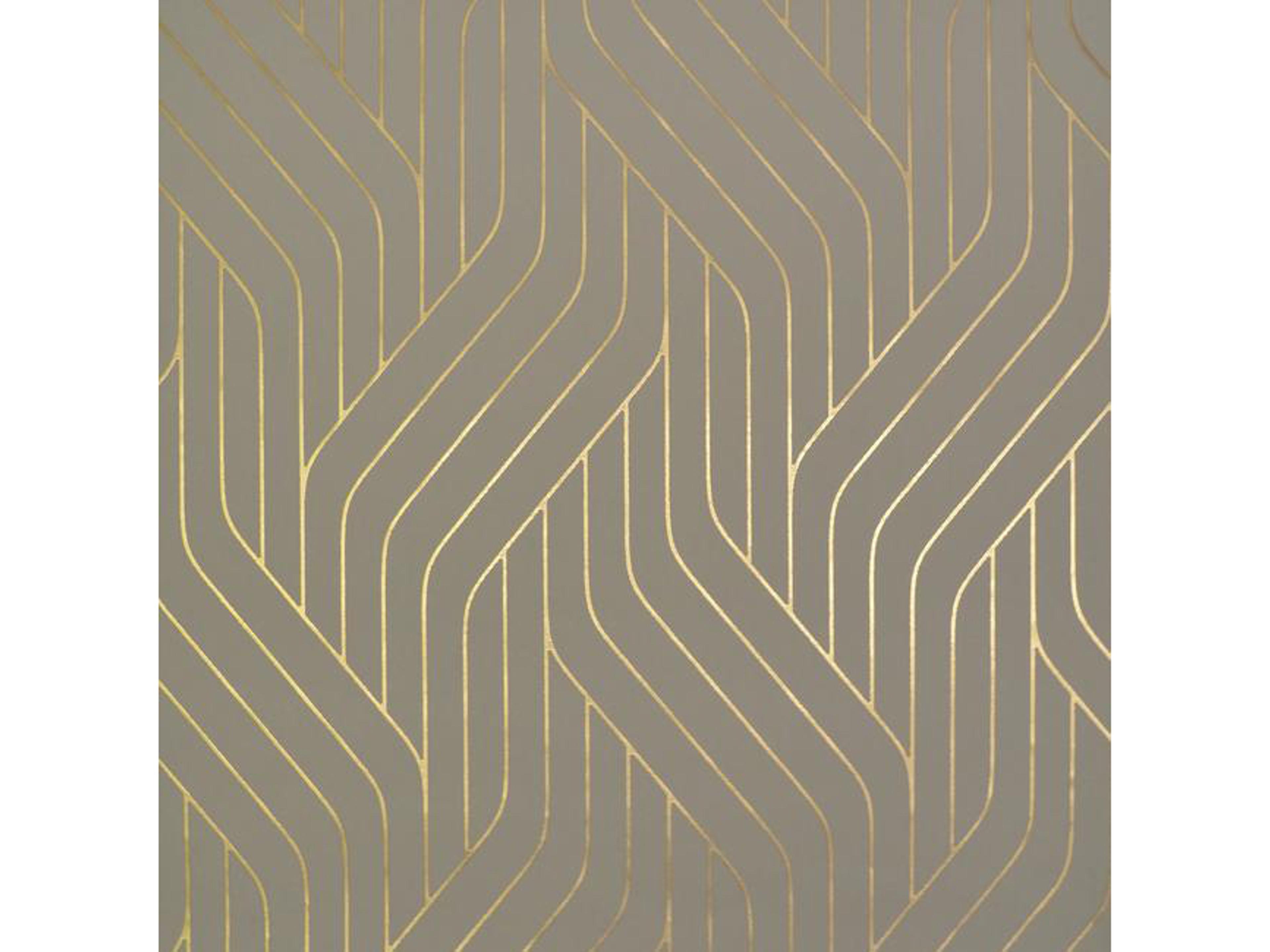 Antonina Vella Ebb and Flow Unpasted Non-Woven Wallpaper in Khaki and Gold