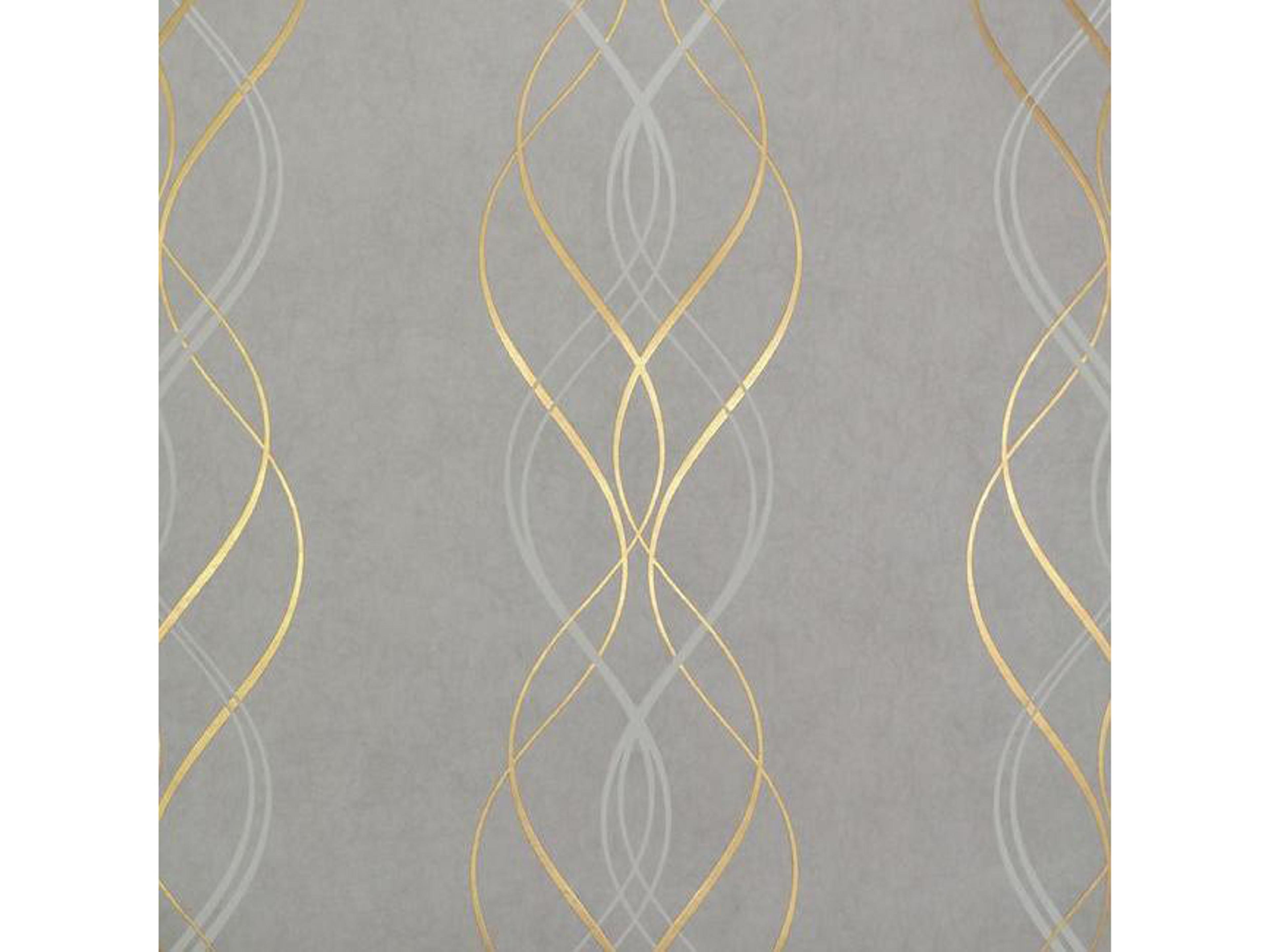 Antonina Vella Modern Metals Grey Gold Aurora Wallpaper