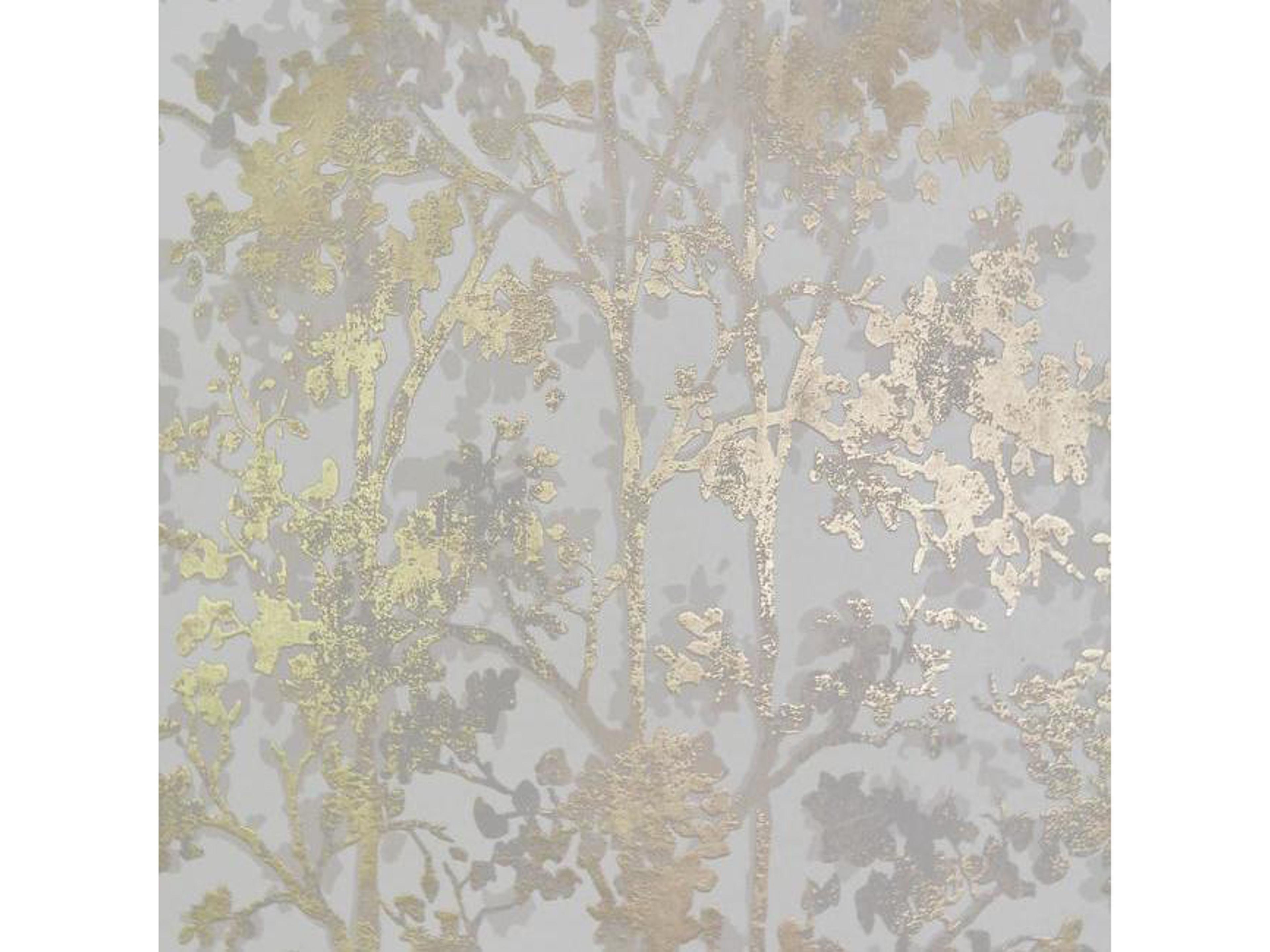 Antonina Vella Modern Metals White Gold Shimmering Foliage Wallpaper