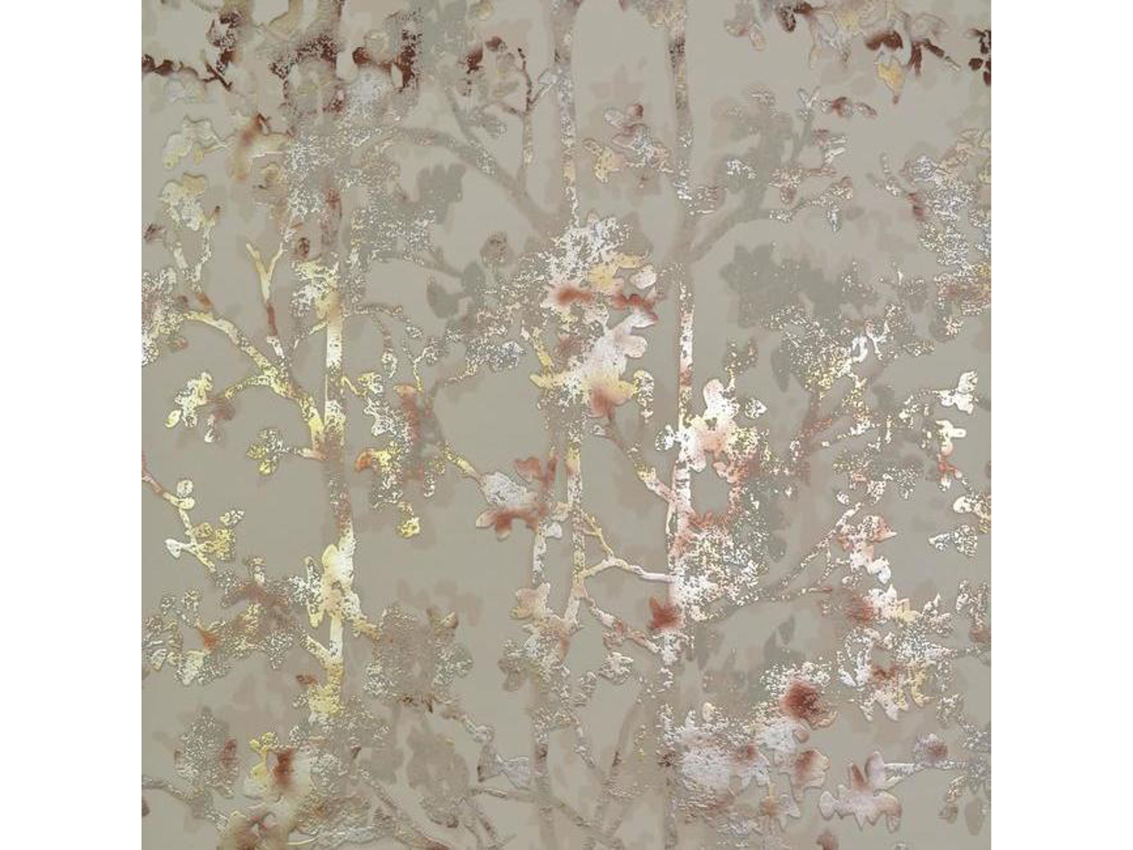 Antonina Vella Modern Metals Khaki Shimmering Foliage Wallpaper