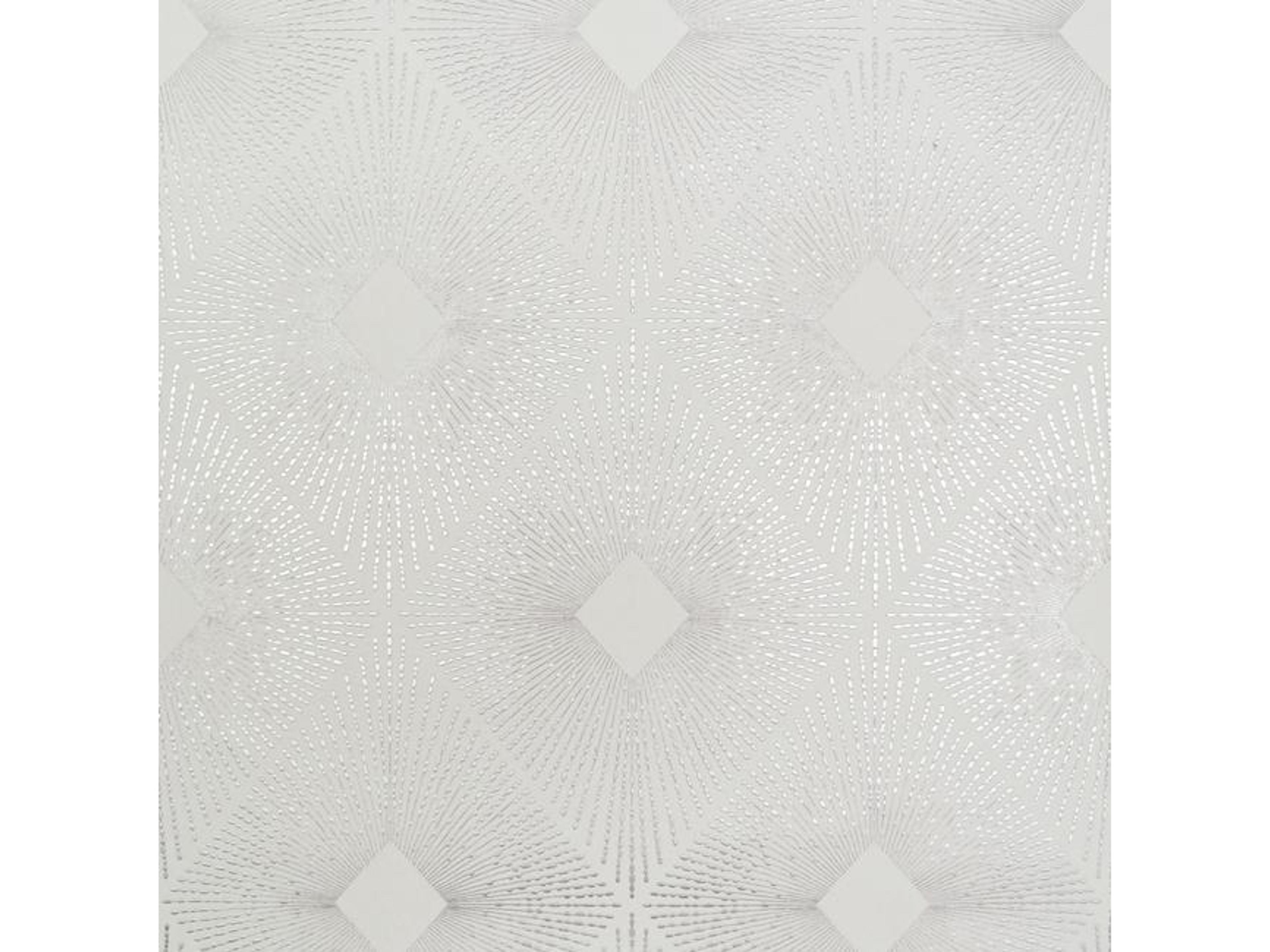 Harlowe Geometric Unpasted Non-Woven Wallpaper in White and Silver