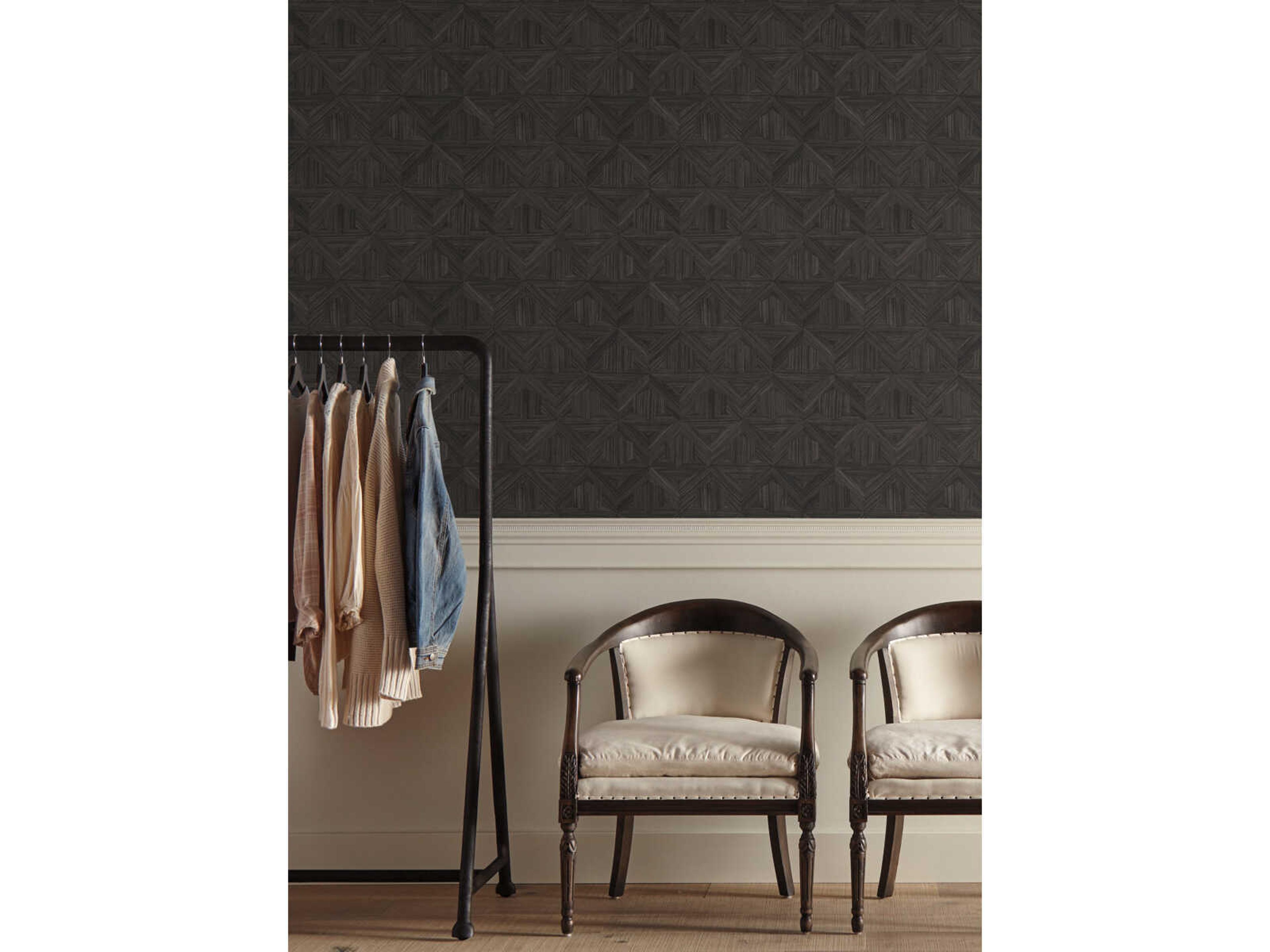 Magnolia Open Sheet Black Parquet Wallpaper