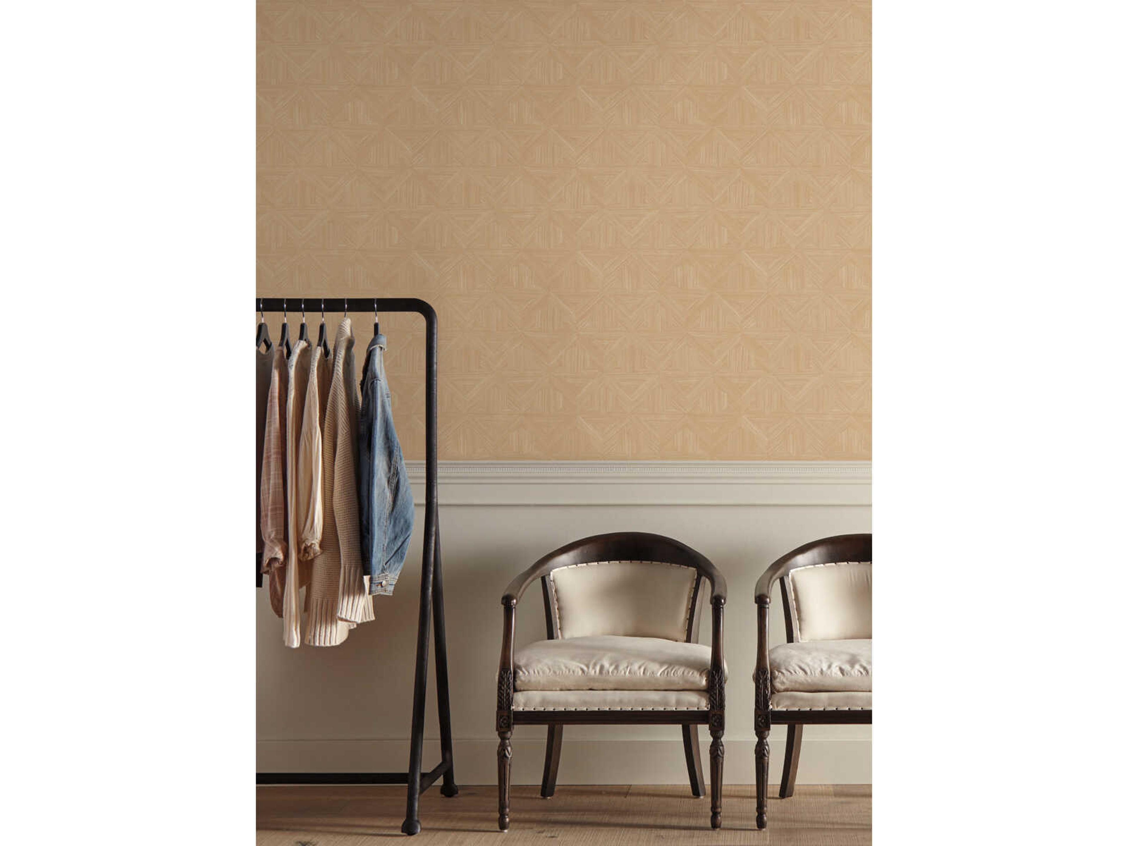 Magnolia Open Sheet Tan Parquet Wallpaper