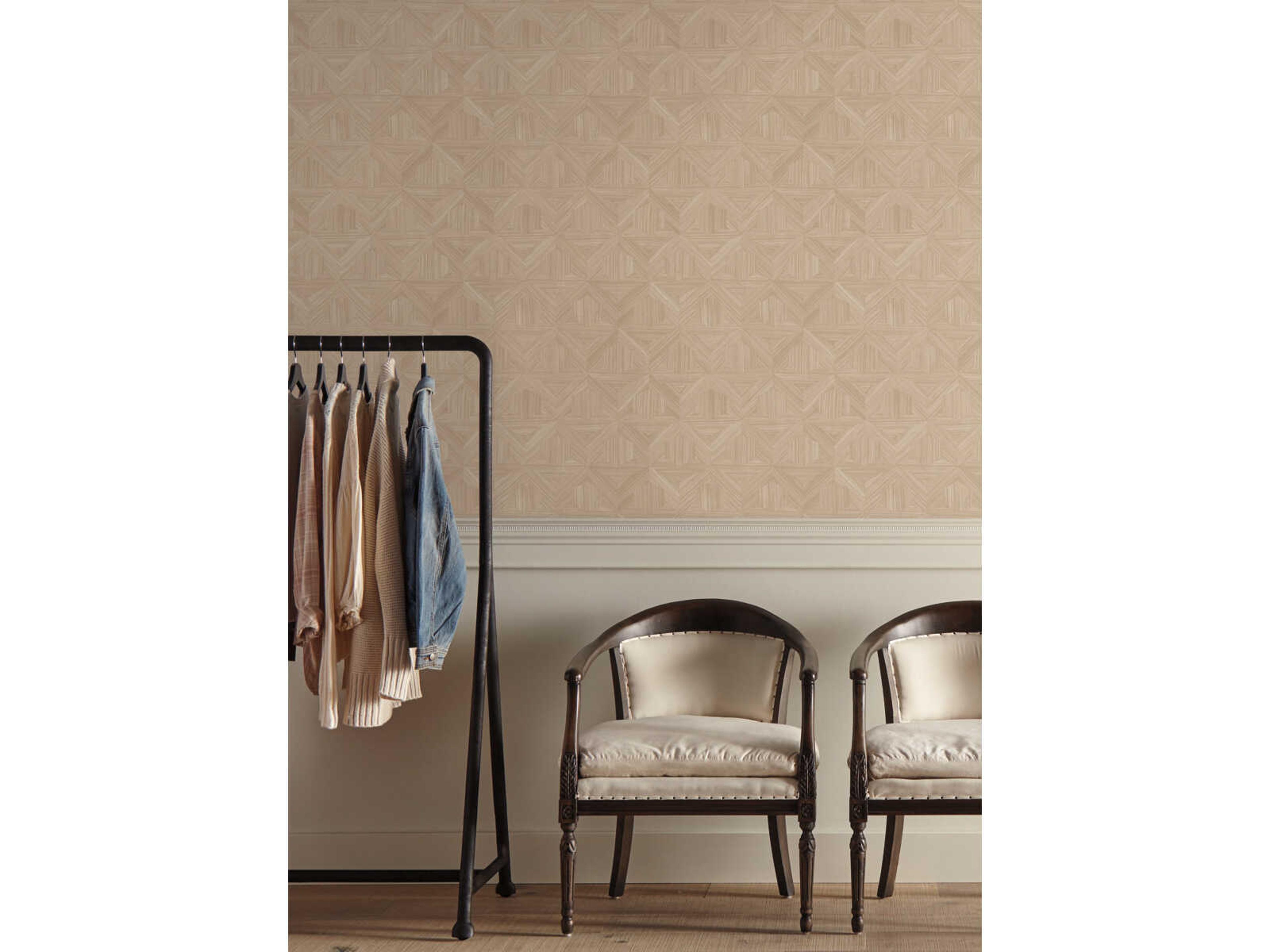 Magnolia Open Sheet Beige Parquet Wallpaper
