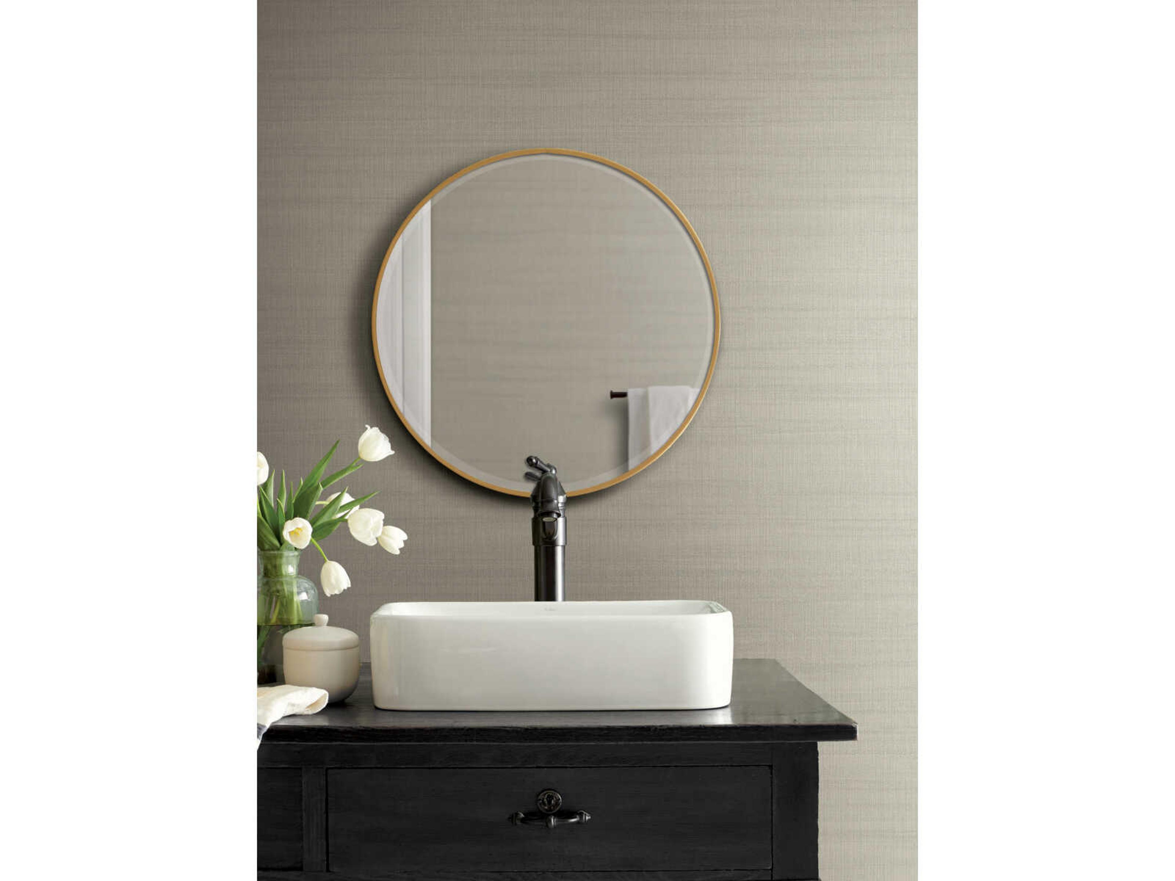 Magnolia Open Sheet Tan Washed Linen Wallpaper