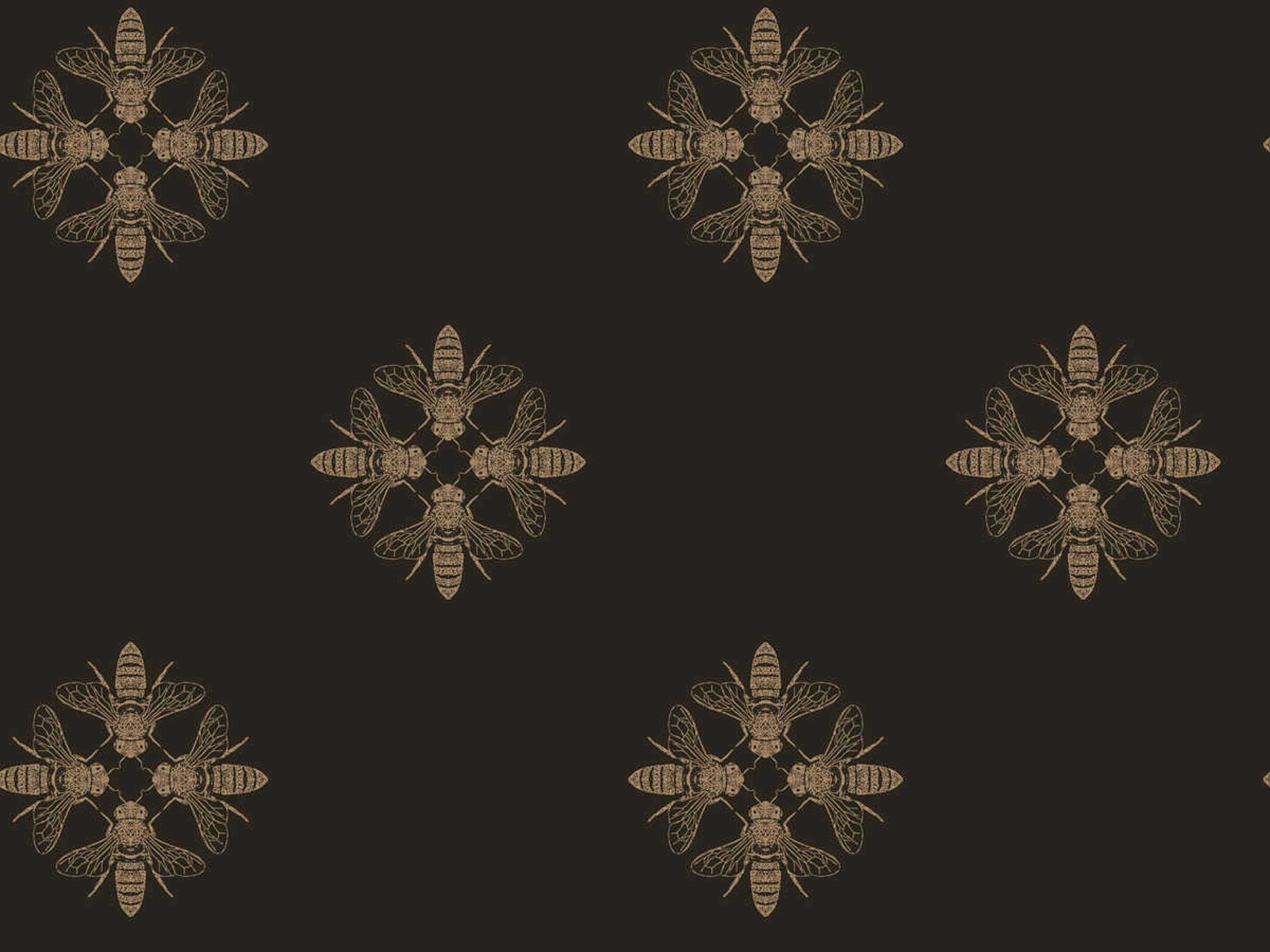 York Wallcoverings Outdoors In Gold / Black Honey Bee Wallpaper