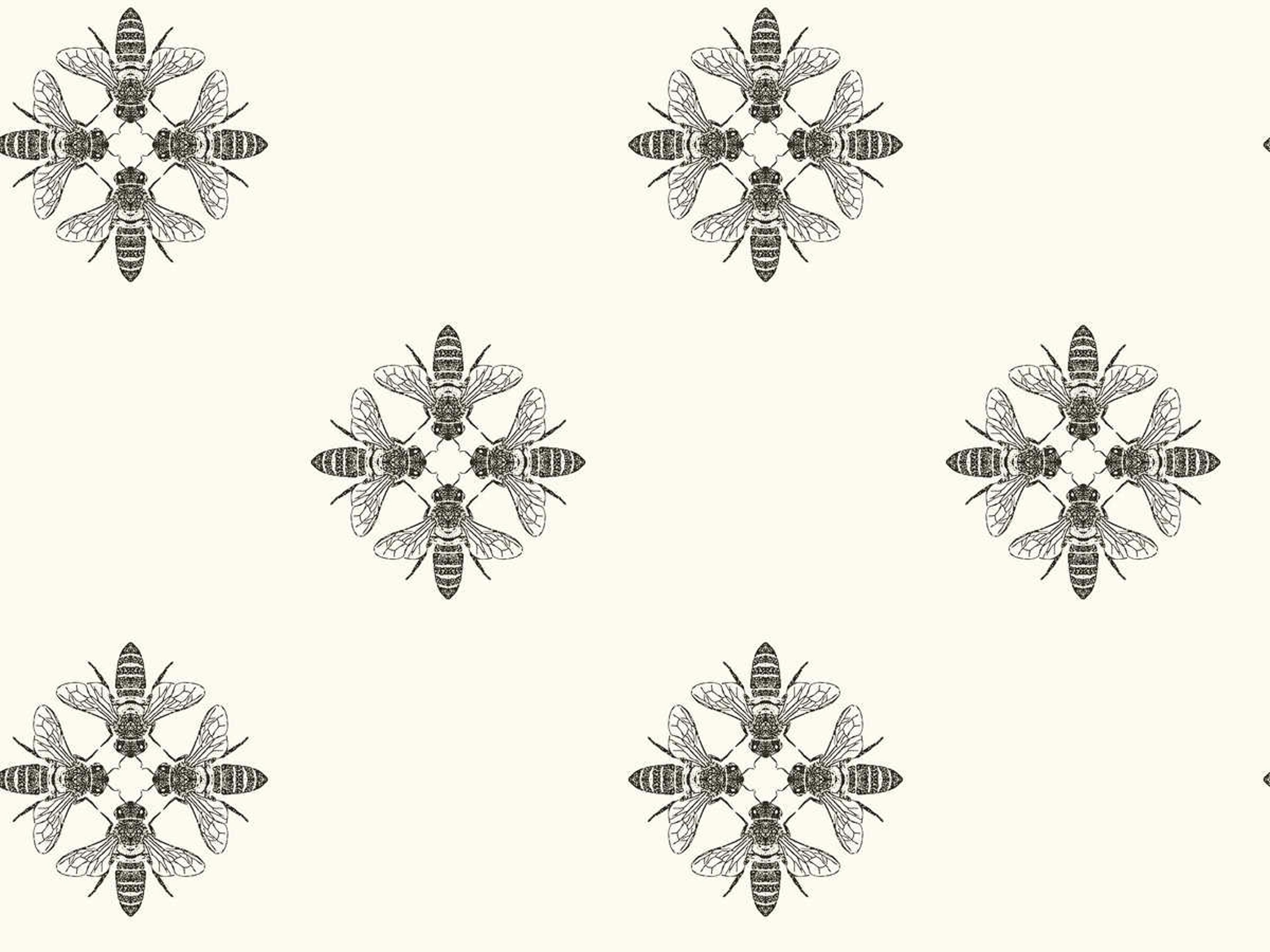 York Wallcoverings Outdoors In Black / White Honey Bee Wallpaper
