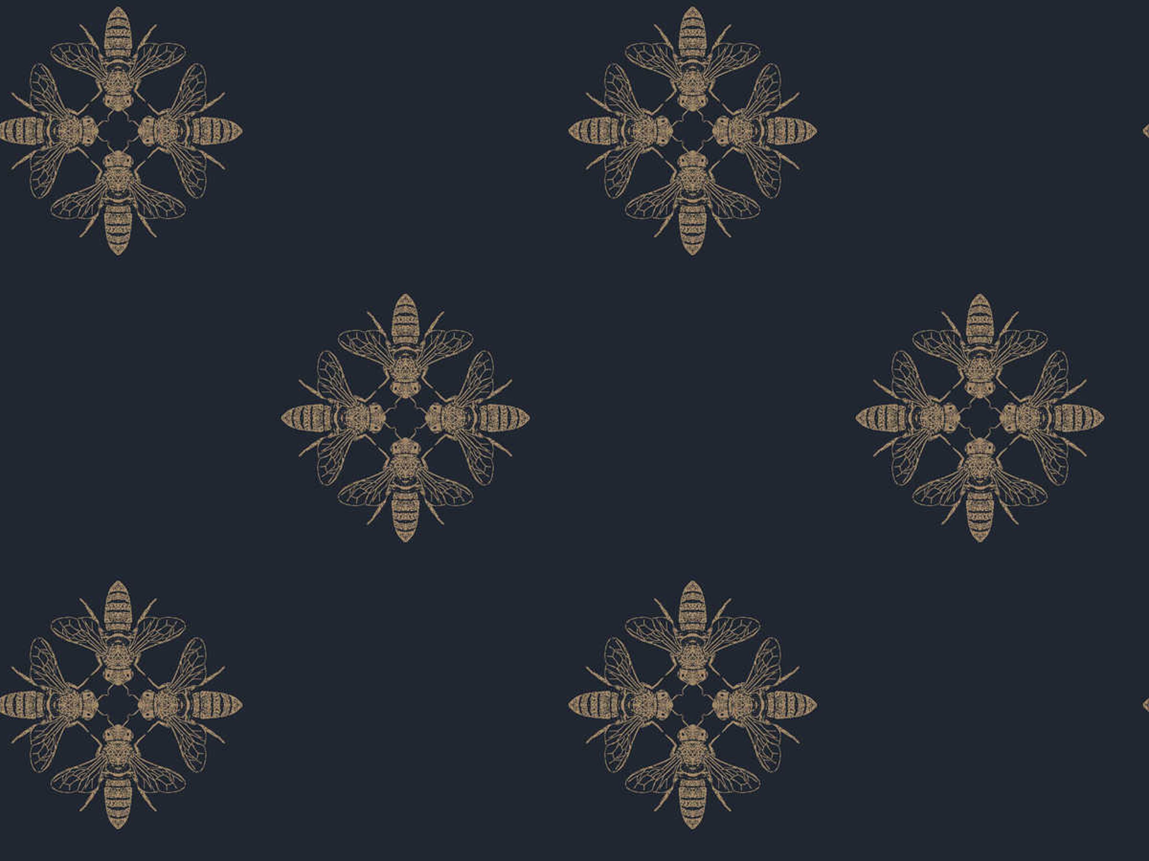 York Wallcoverings Outdoors In Gold / Navy Honey Bee Wallpaper
