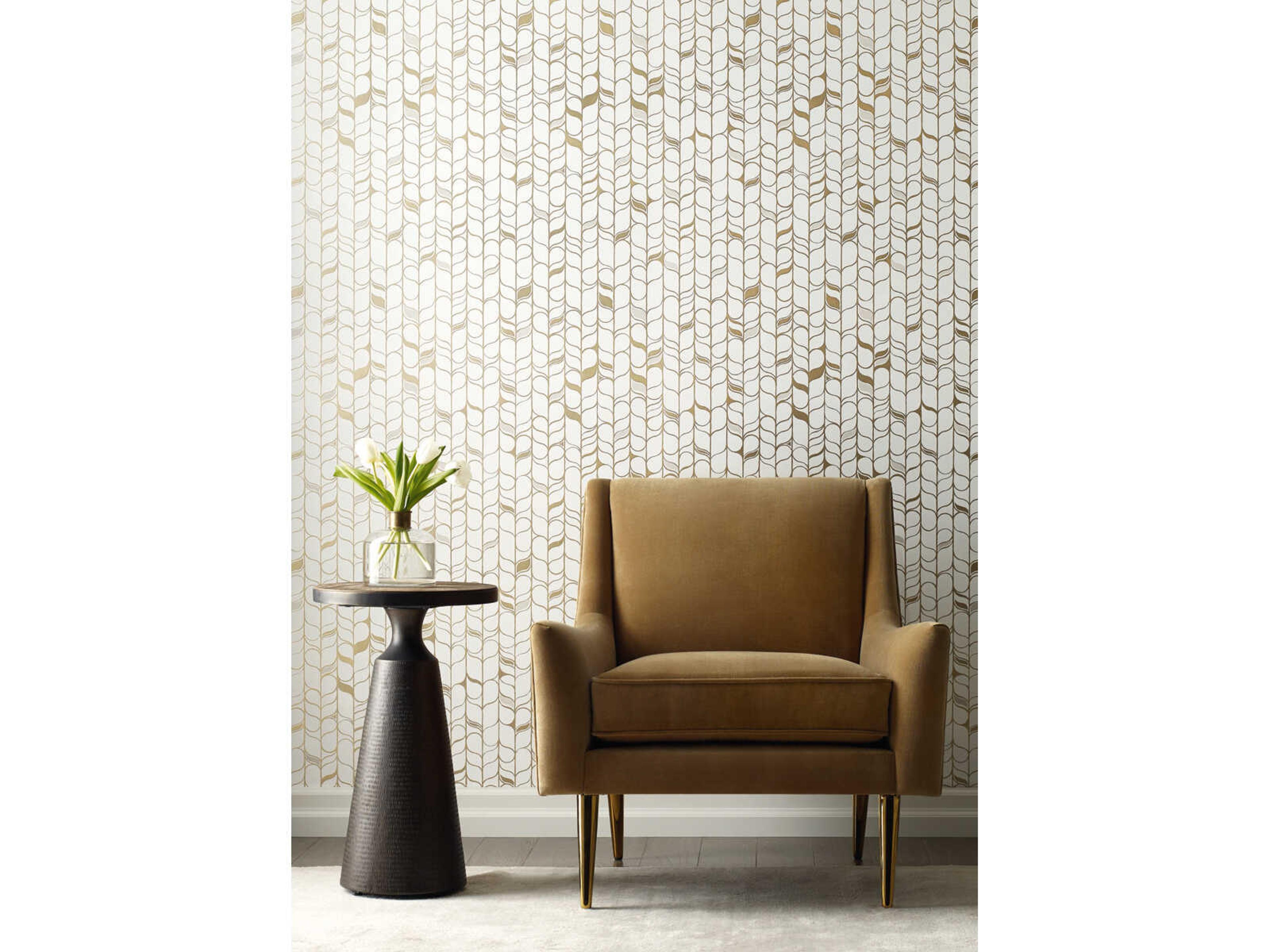 York Wallcoverings Modern Nature 2nd Edition White Gold Perfect Petals Wallpaper