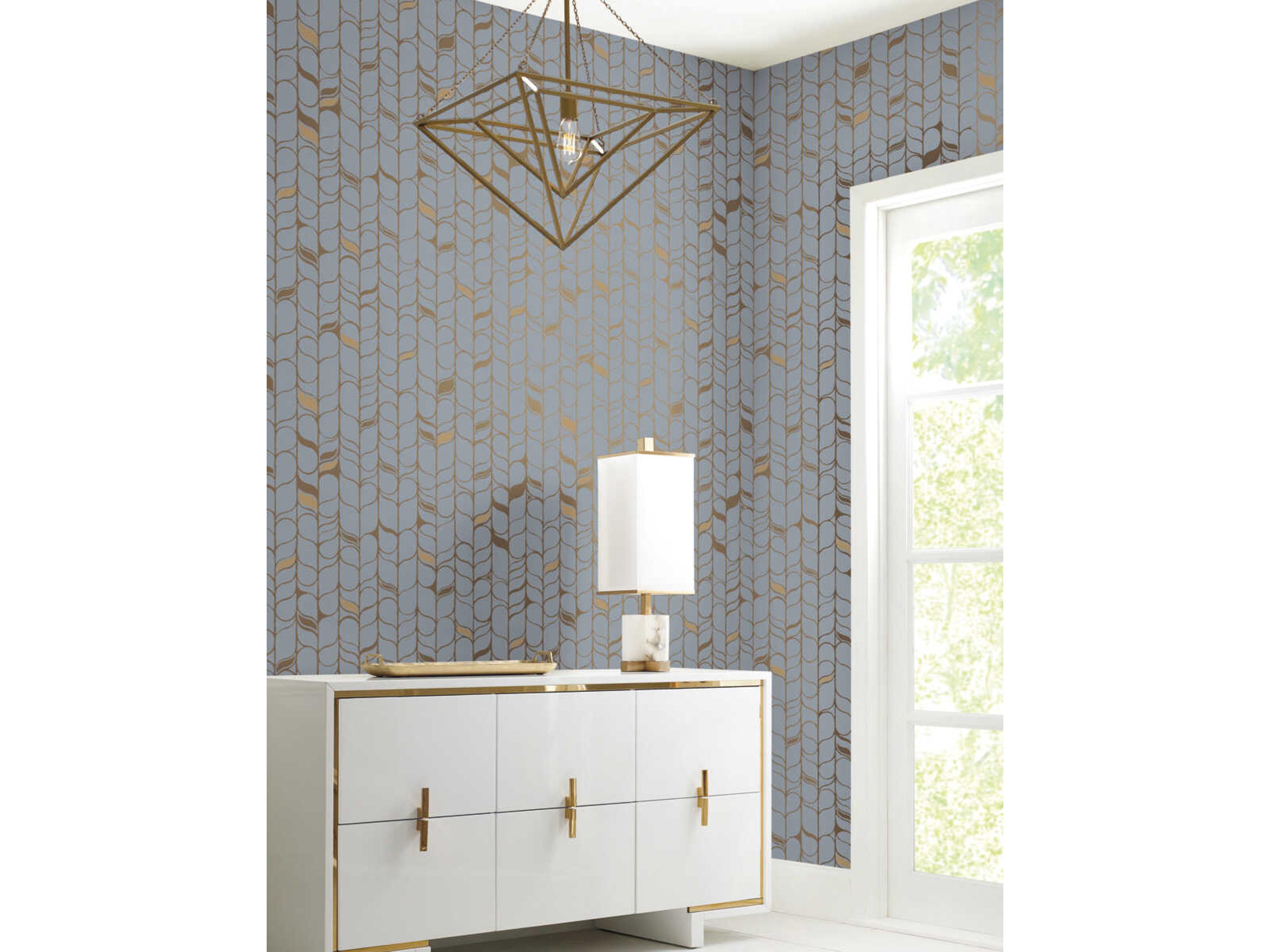 Modern Nature 2nd Edition Blue Gold Perfect Petals Wallpaper
