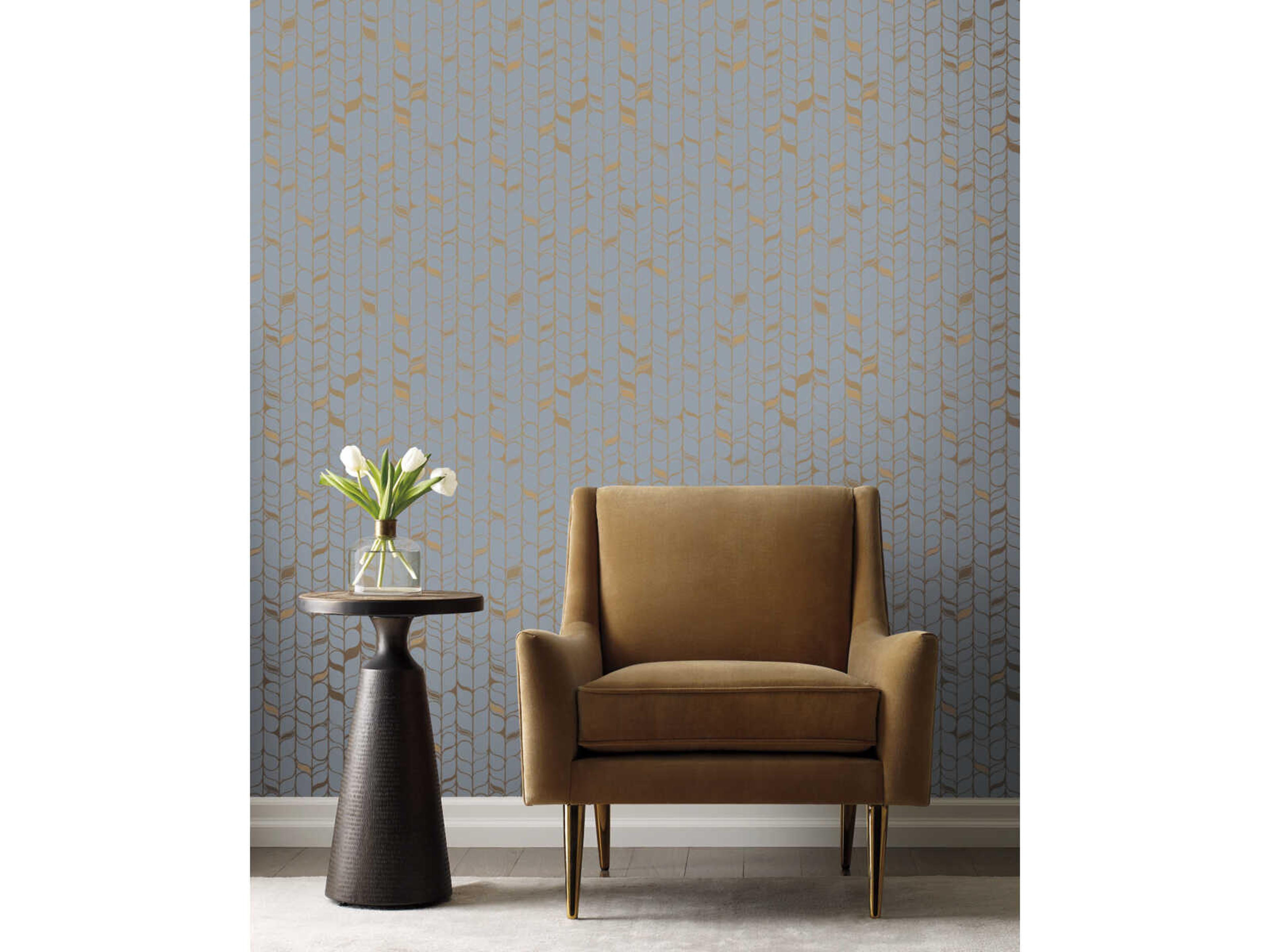 York Wallcoverings Modern Nature 2nd Edition Blue Gold Perfect Petals Wallpaper