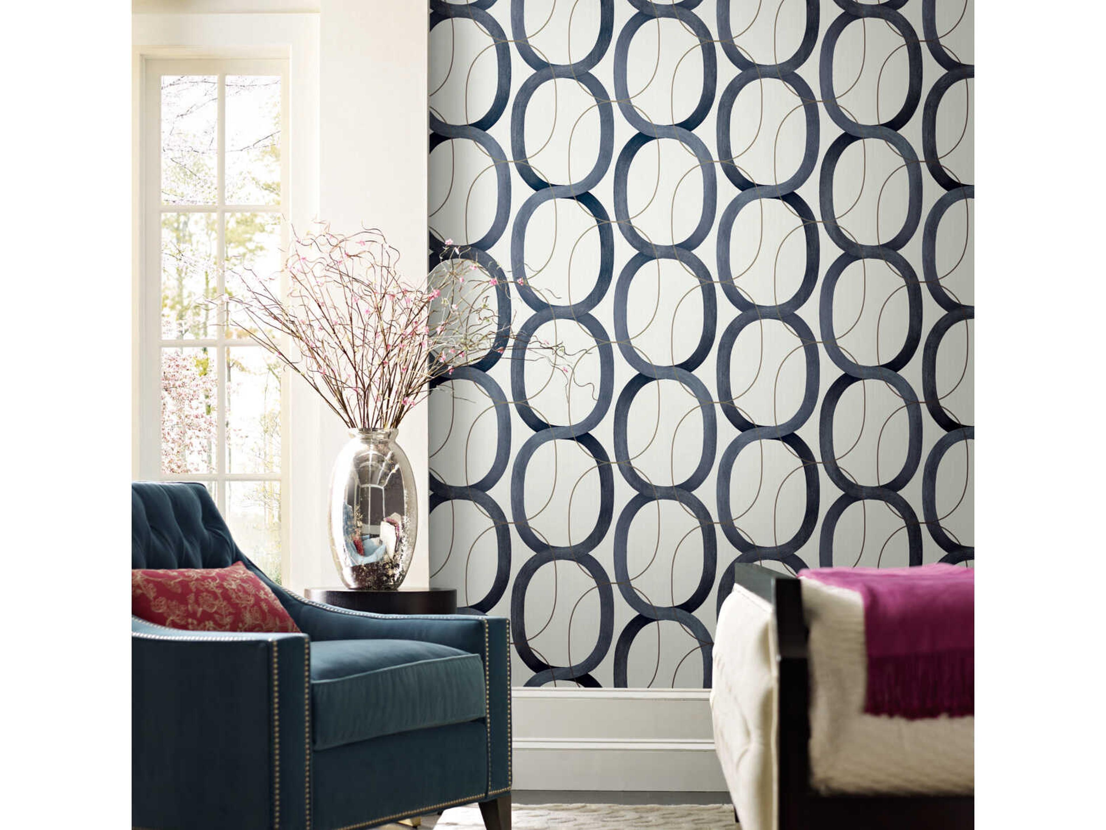 York Wallcoverings Modern Nature 2nd Edition Navy Interlock Wallpaper