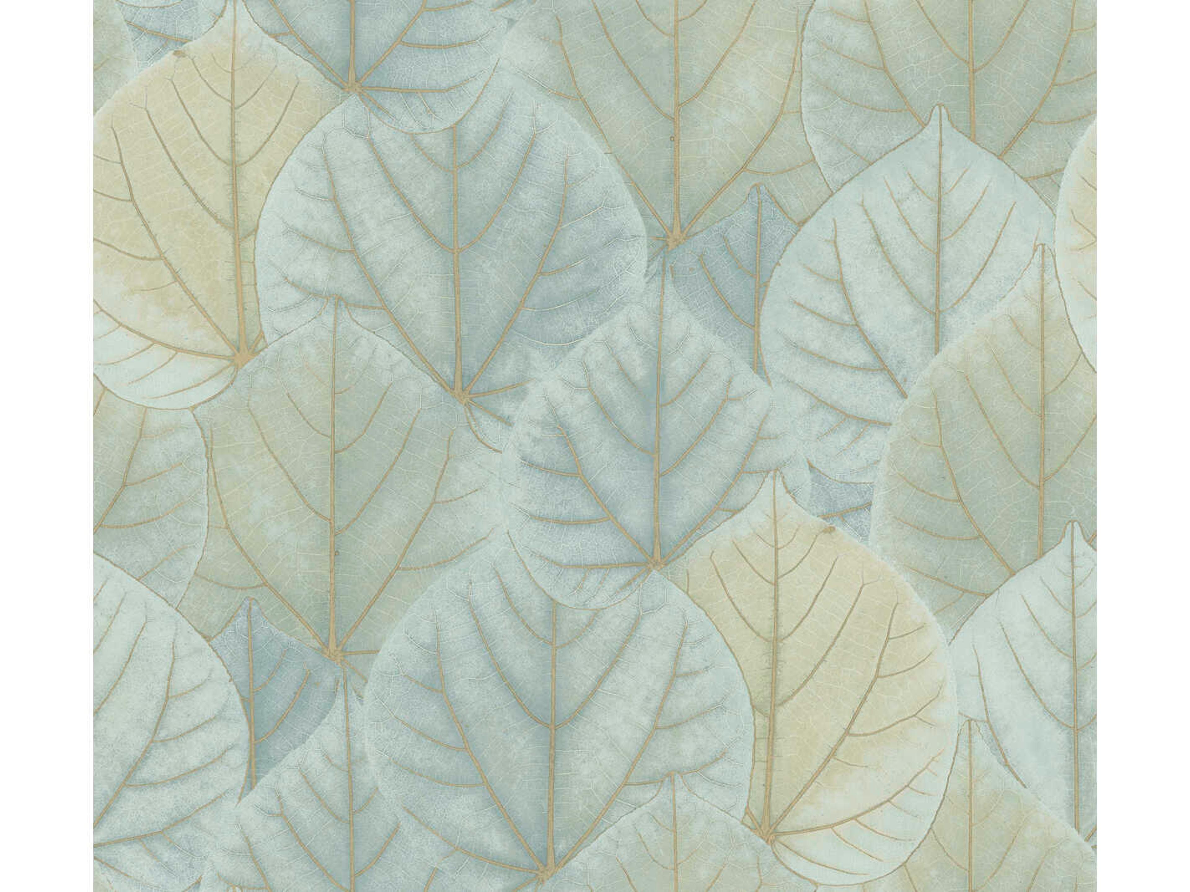 York Wallcoverings Modern Nature 2nd Edition Turquoise Leaf Concerto Wallpaper