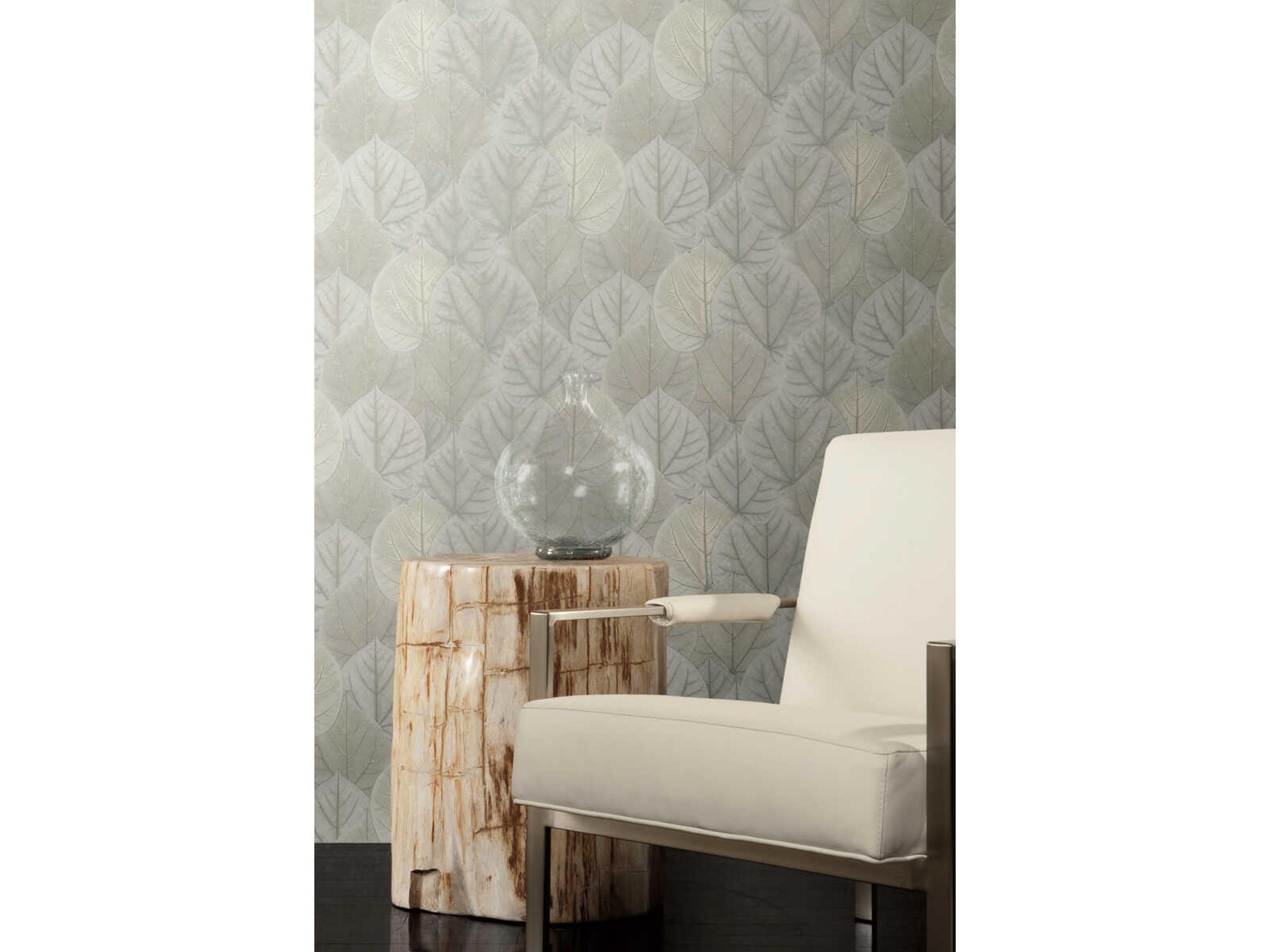 York Wallcoverings Modern Nature 2nd Edition Grey Leaf Concerto Wallpaper