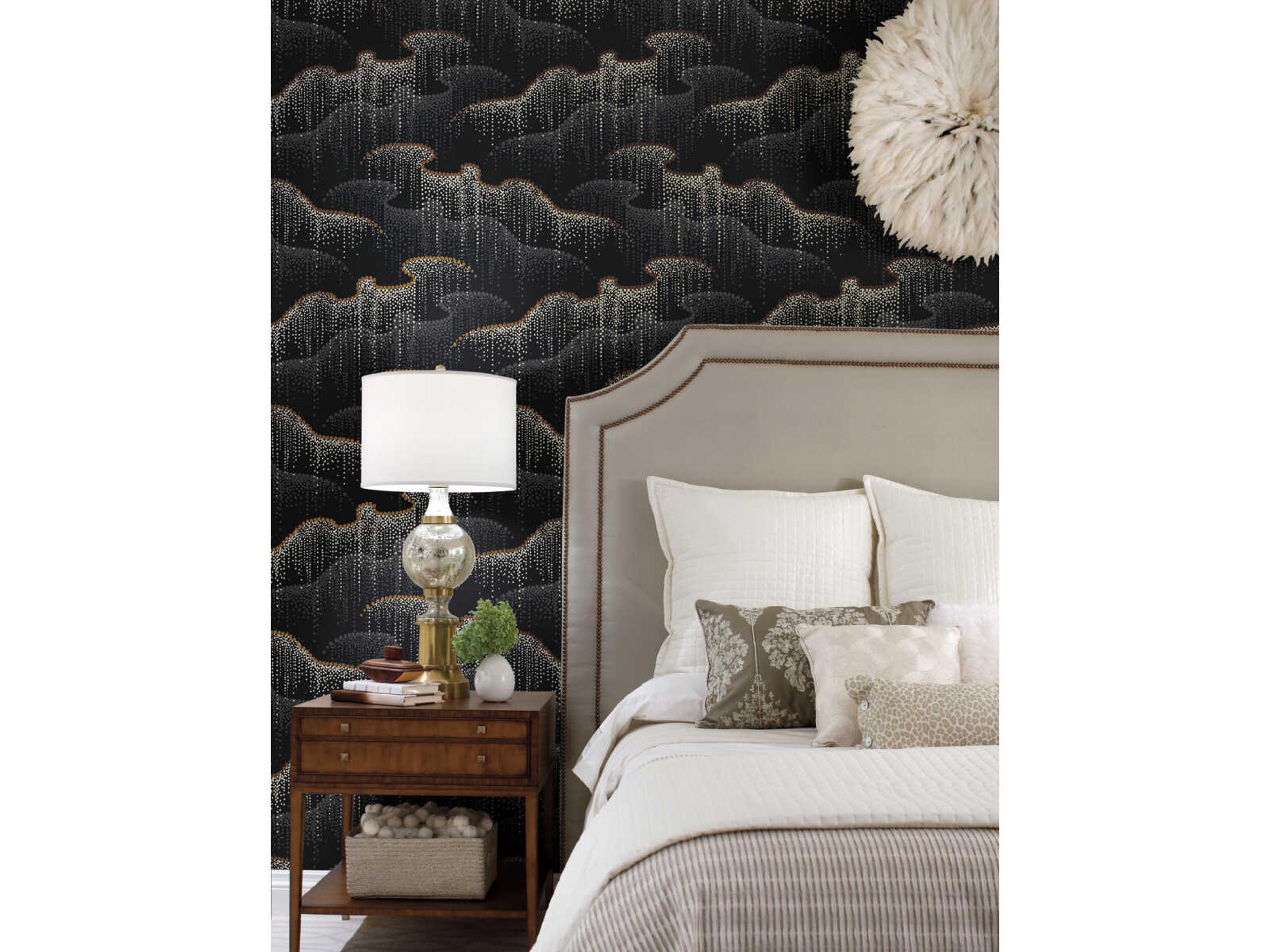 York Wallcoverings Modern Nature 2nd Edition Black Moonlight Pearls Wallpaper