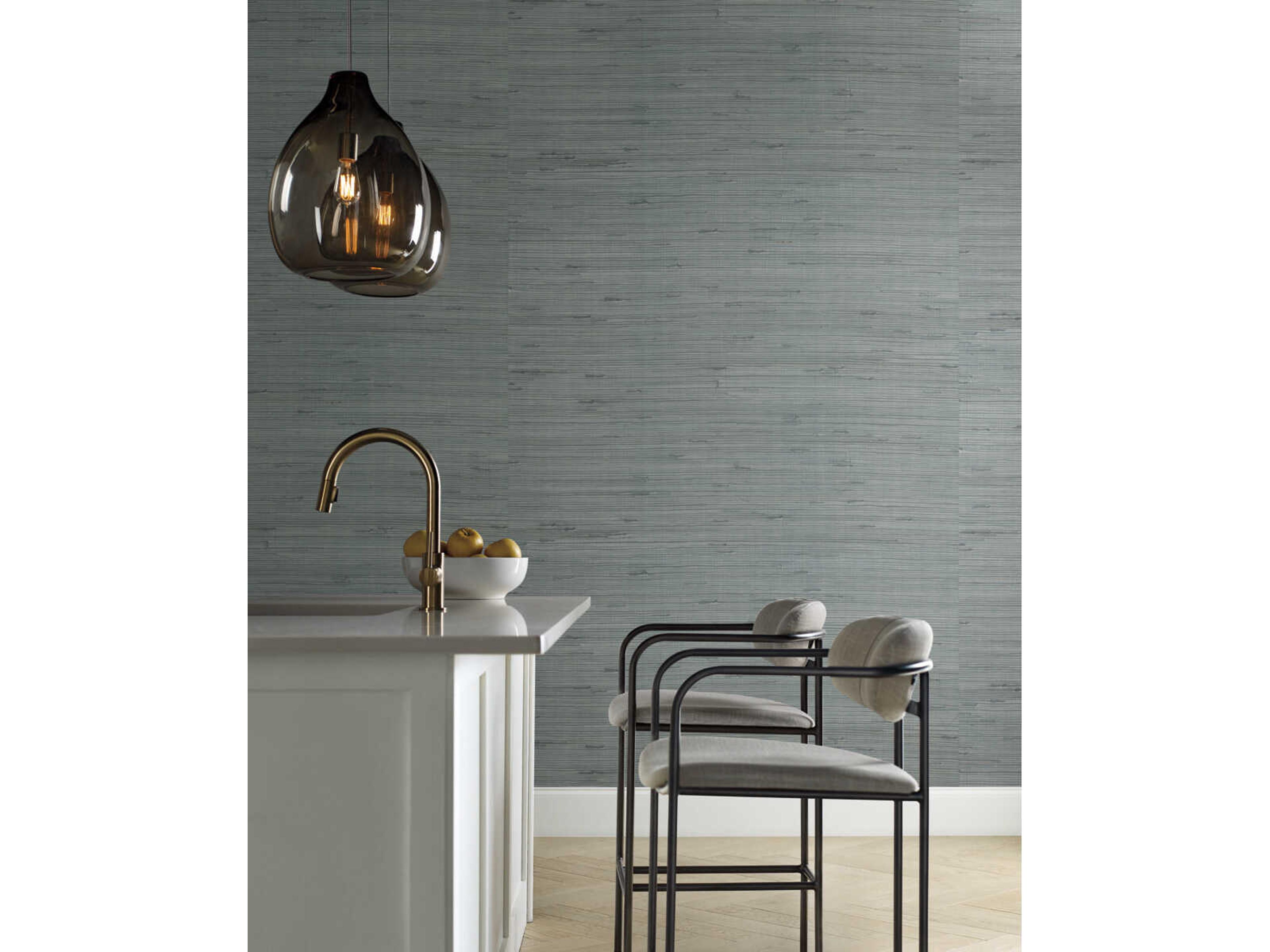 Modern Nature 2nd Edition Silver Aqua Metallic Jute Wallpaper