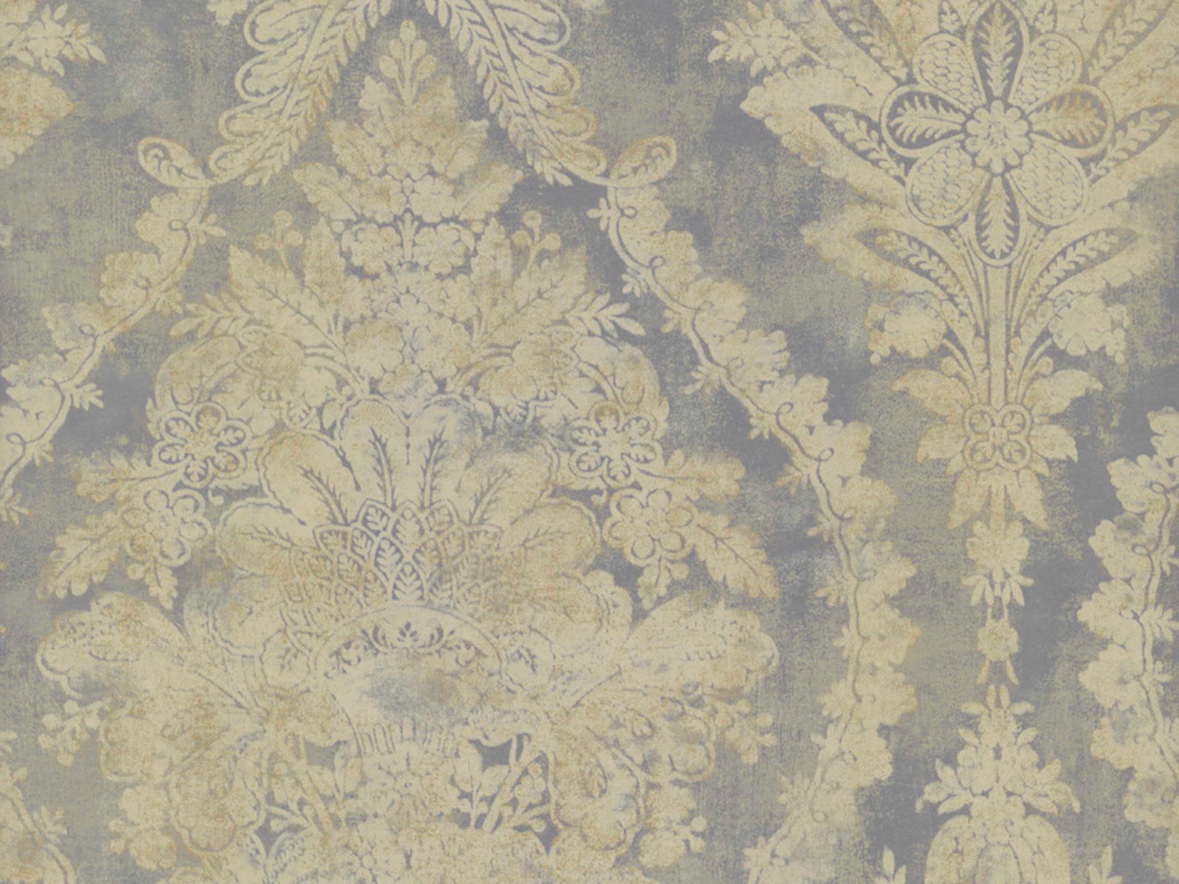 York Wallcoverings Ronald Redding 24 Karat Silver Charleston Damask Wallpaper