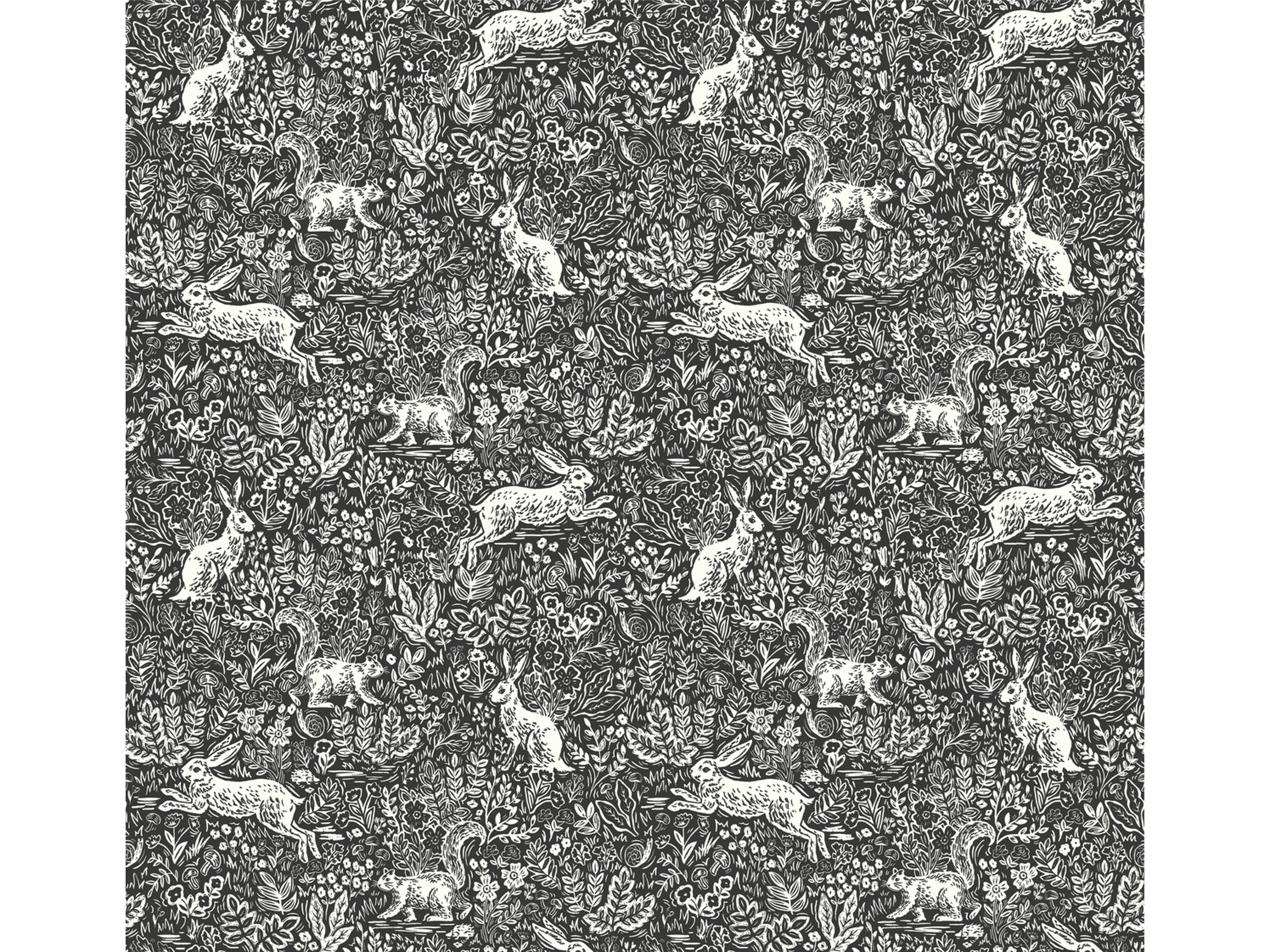 York Wallcoverings Black / White Fable Wallpaper