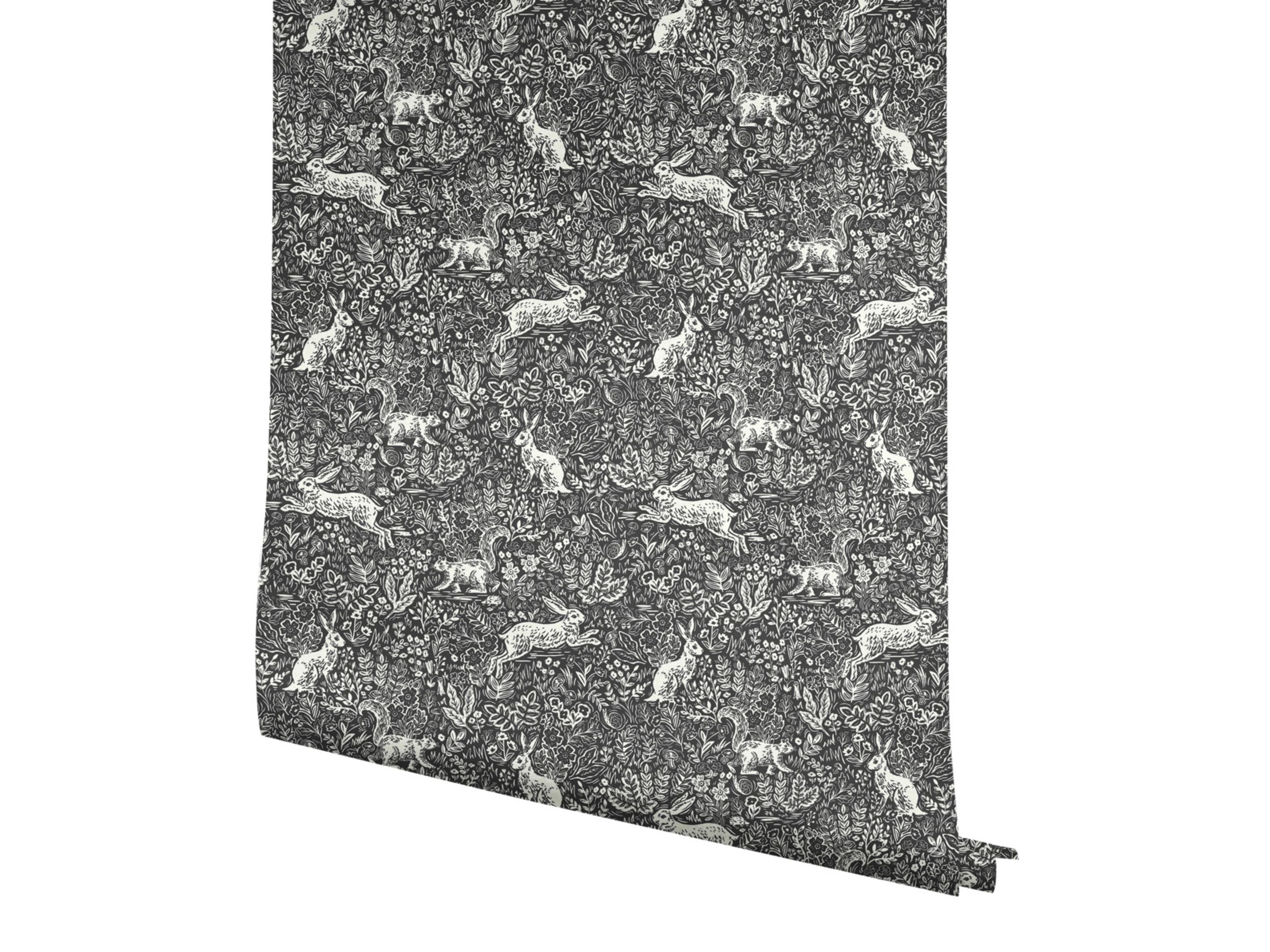 York Wallcoverings Black / White Fable Wallpaper