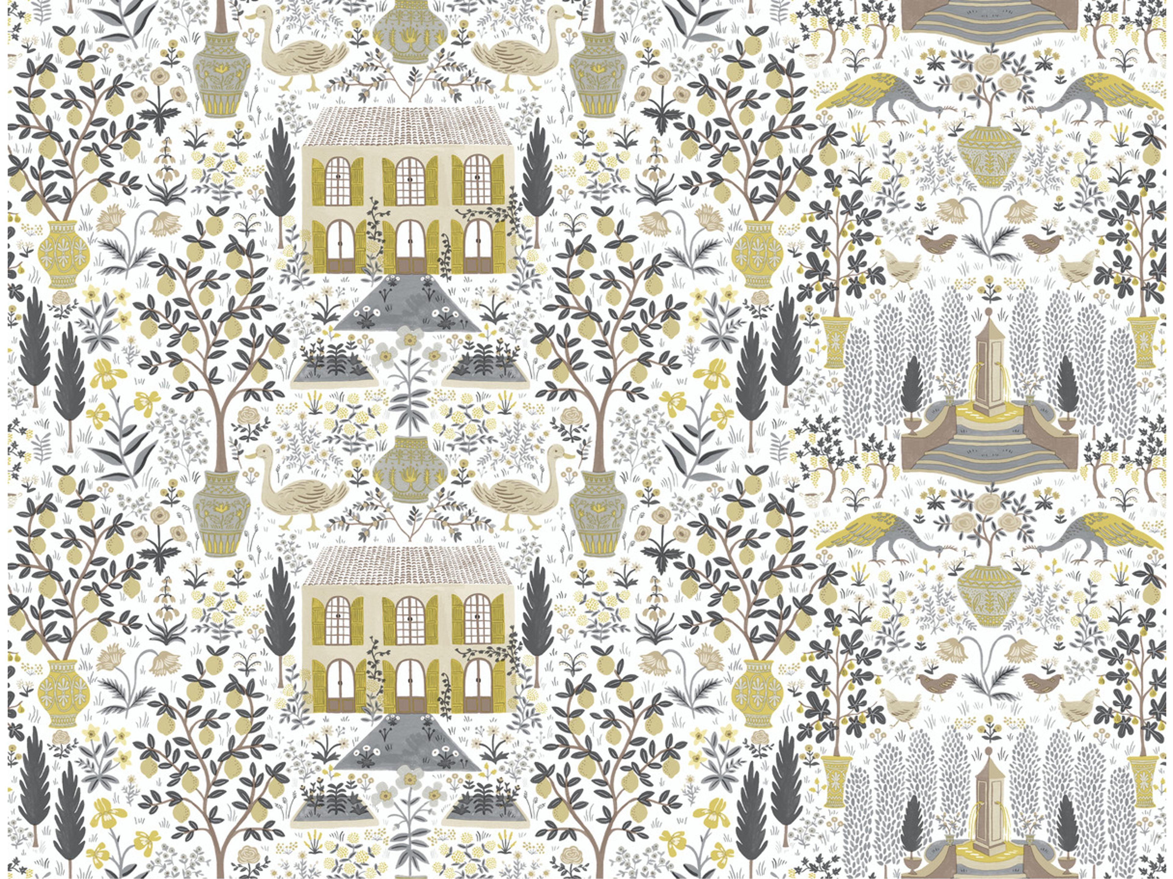 York Wallcoverings Linen / Gold Camont Wallpaper