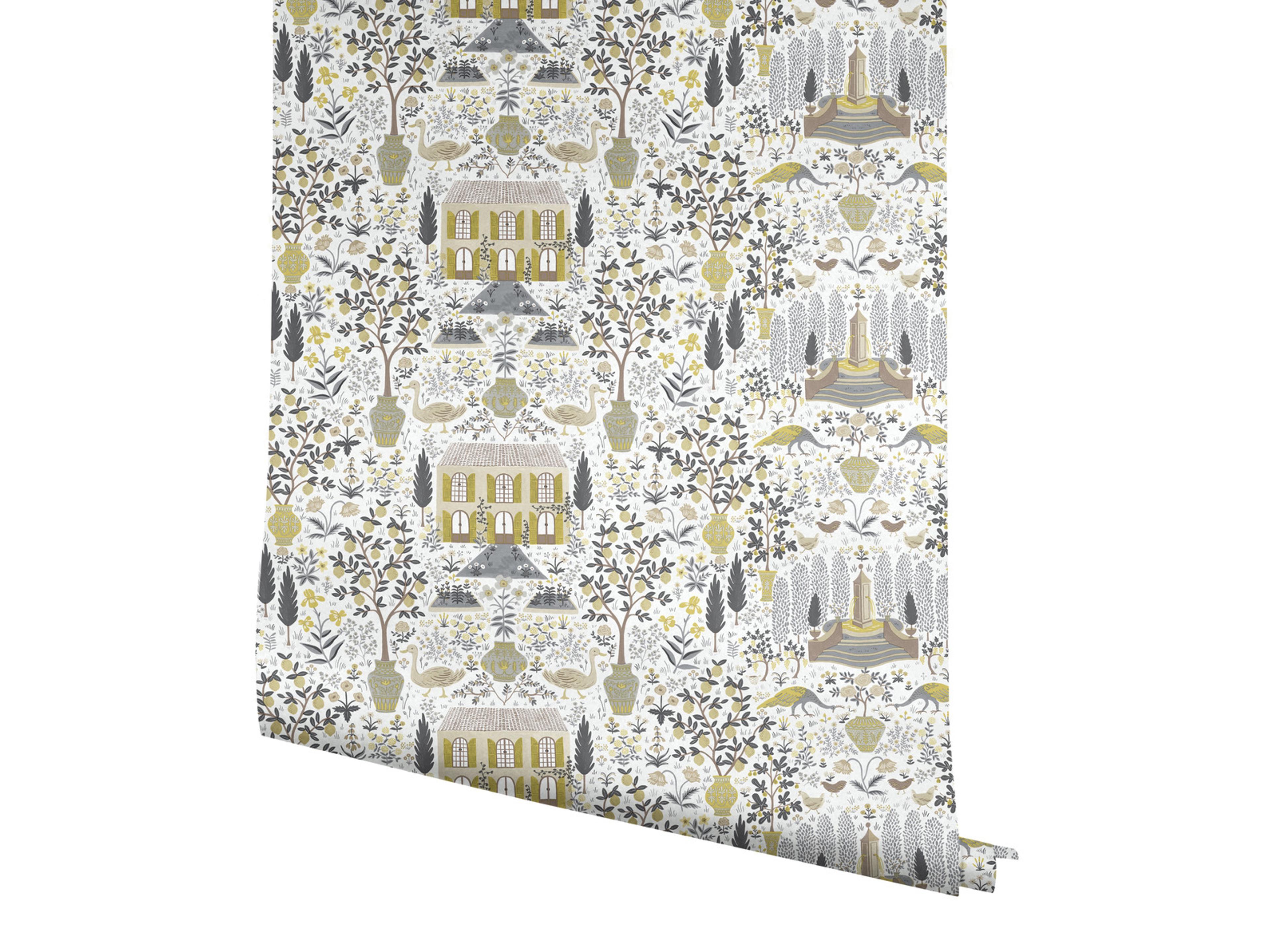 York Wallcoverings Linen / Gold Camont Wallpaper