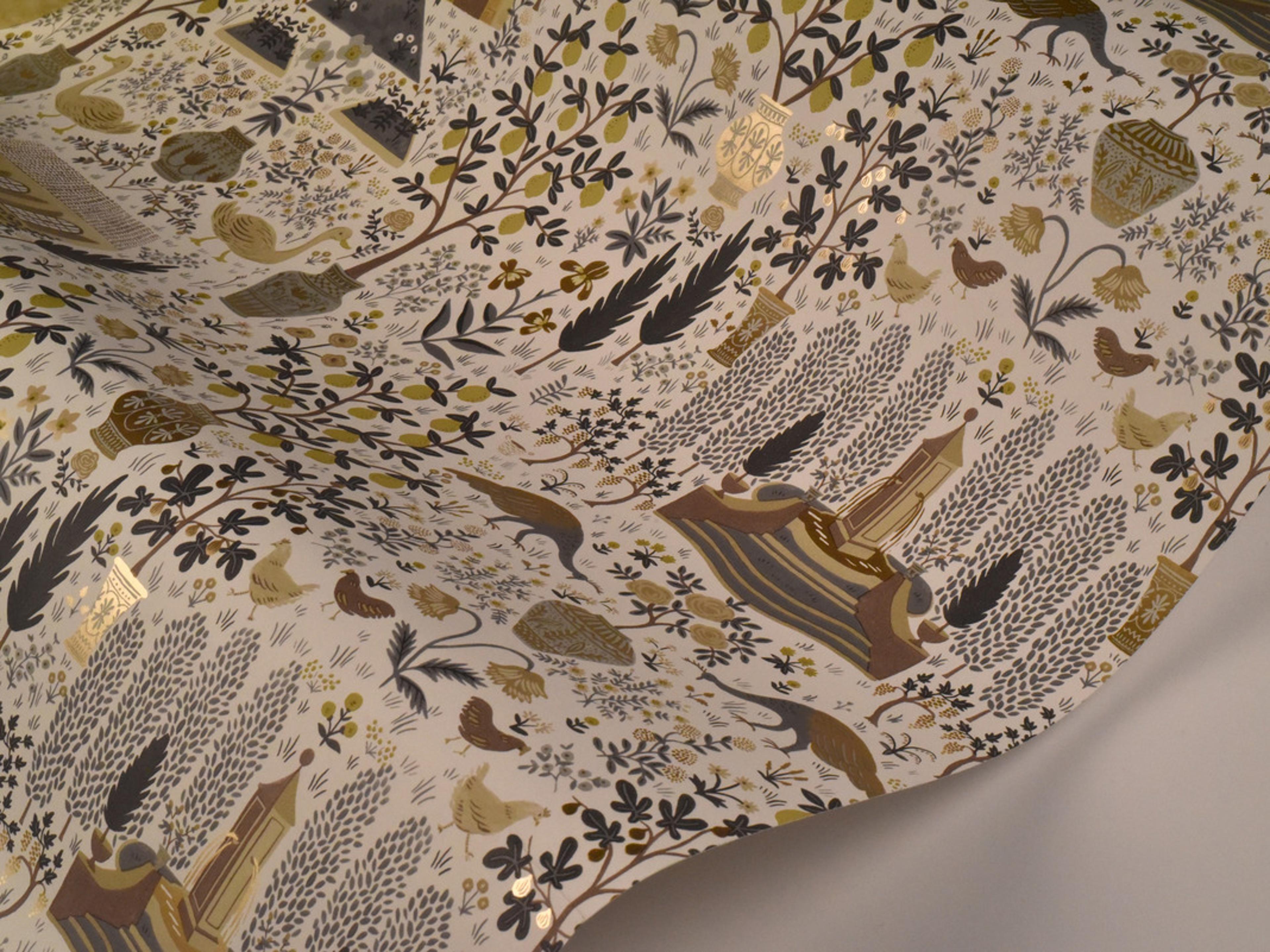 York Wallcoverings Linen / Gold Camont Wallpaper