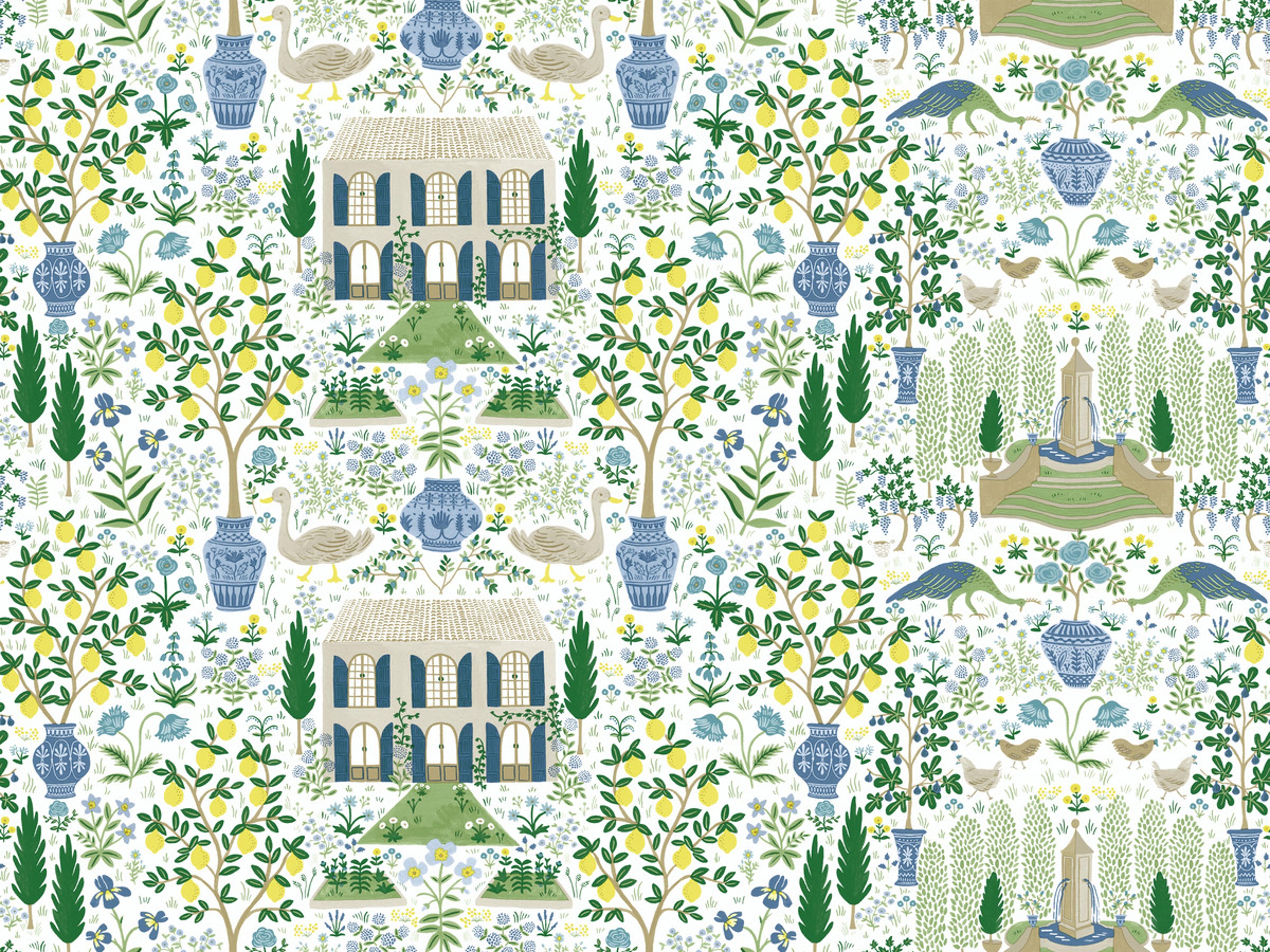 York Wallcoverings Blue / Green Camont Wallpaper