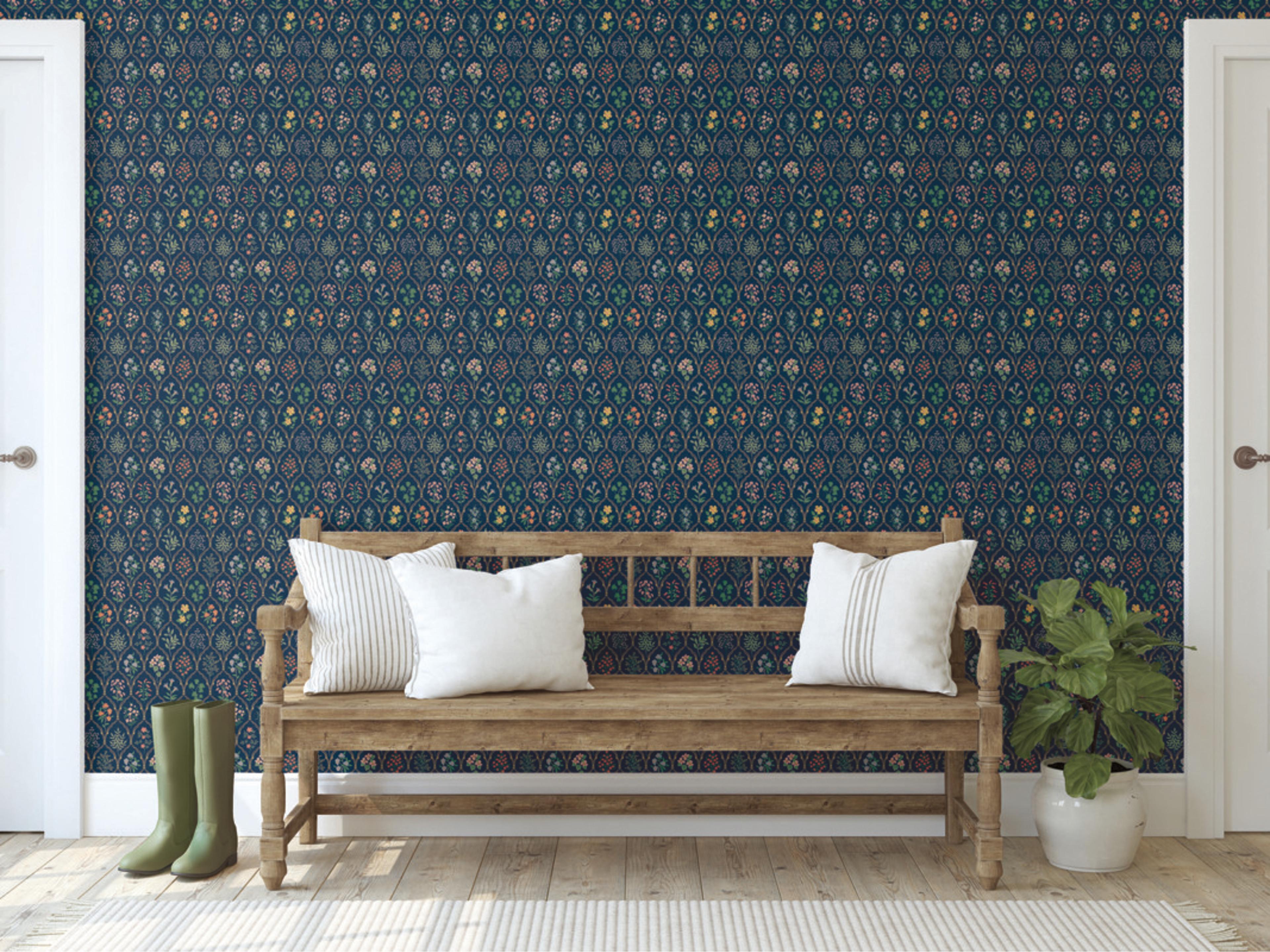 York Wallcoverings Navy Hawthorne Wallpaper