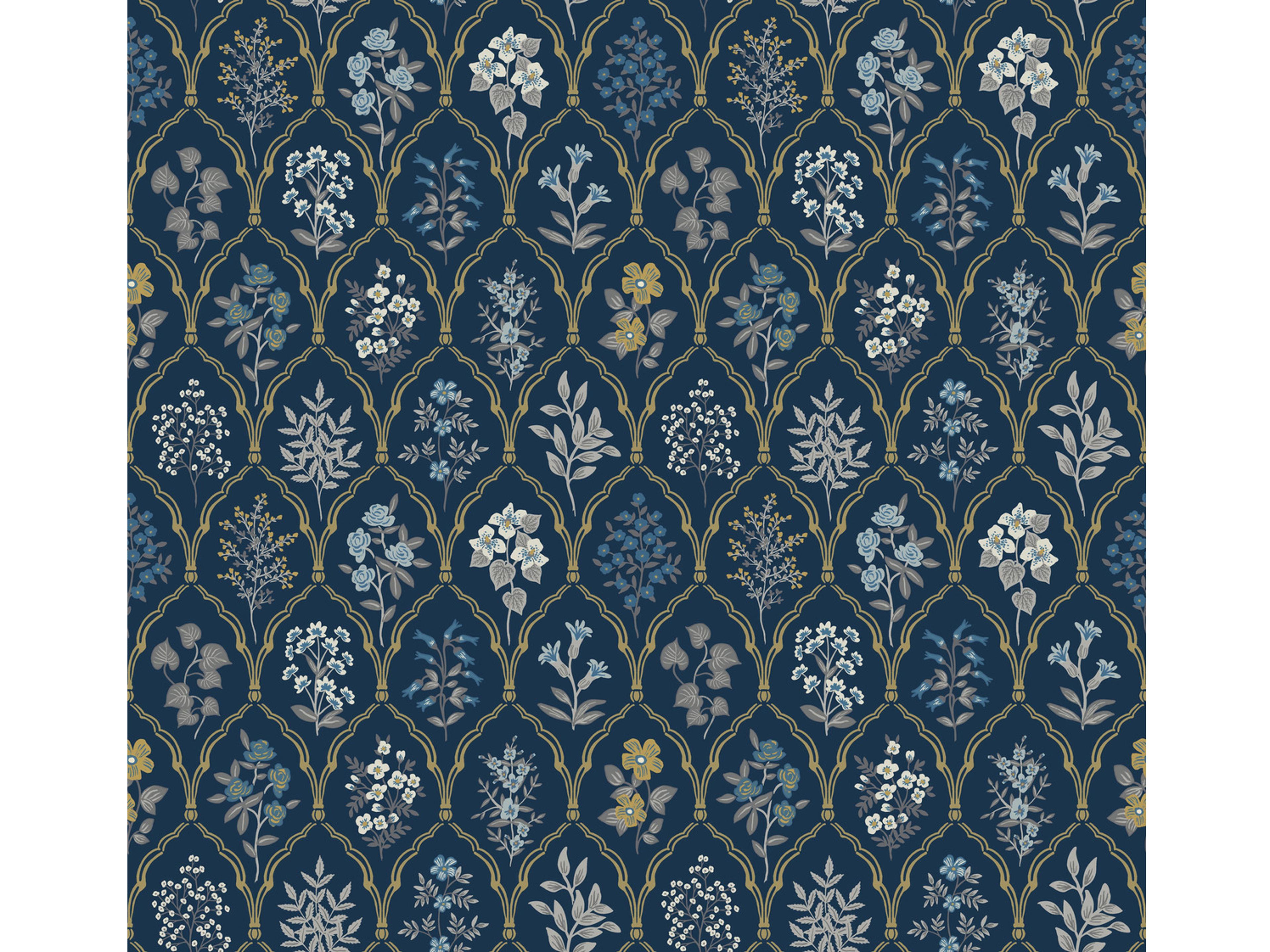 York Wallcoverings Navy / Gold Hawthorne Wallpaper