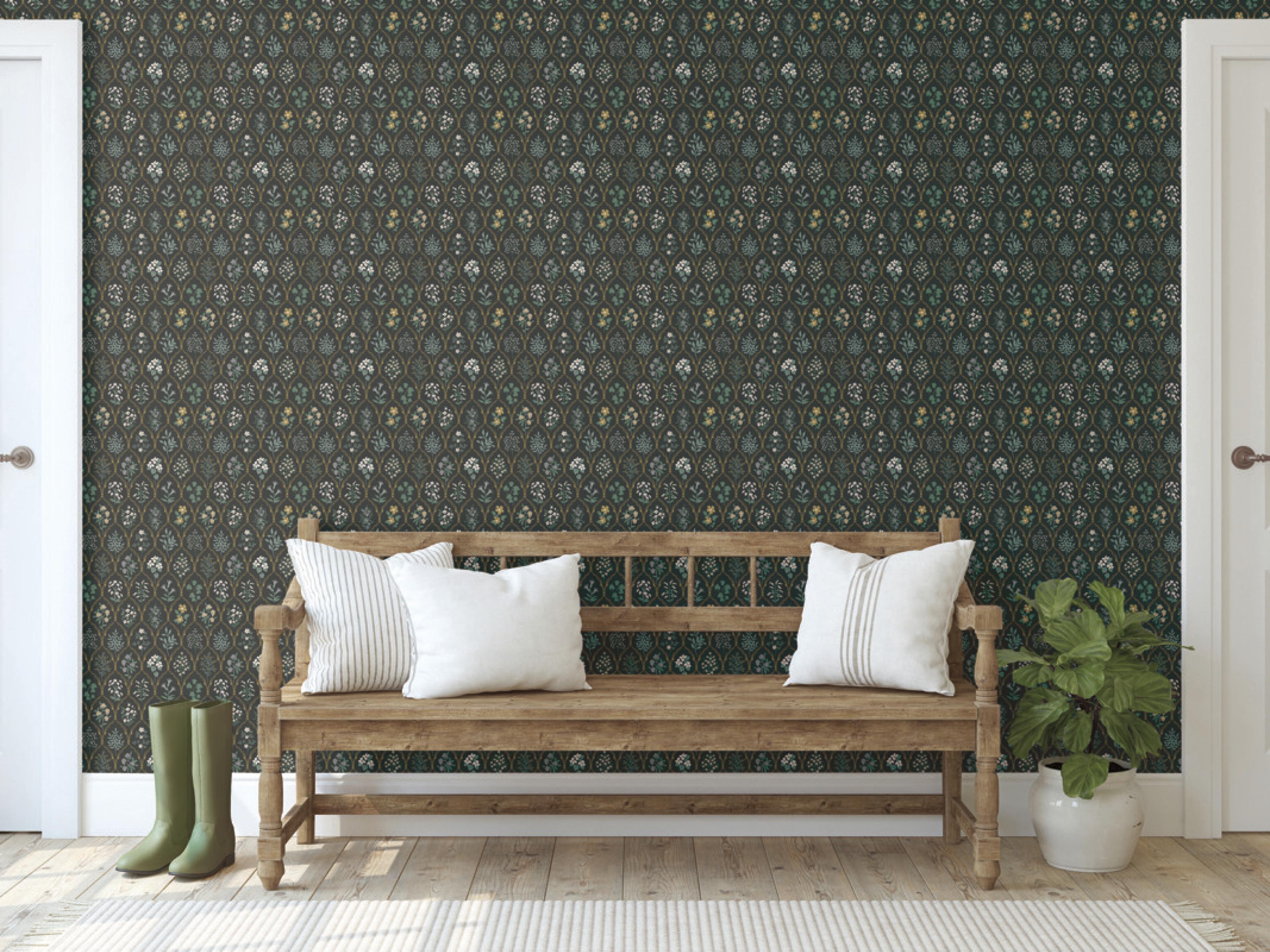 York Wallcoverings Black / Cream Hawthorne Wallpaper