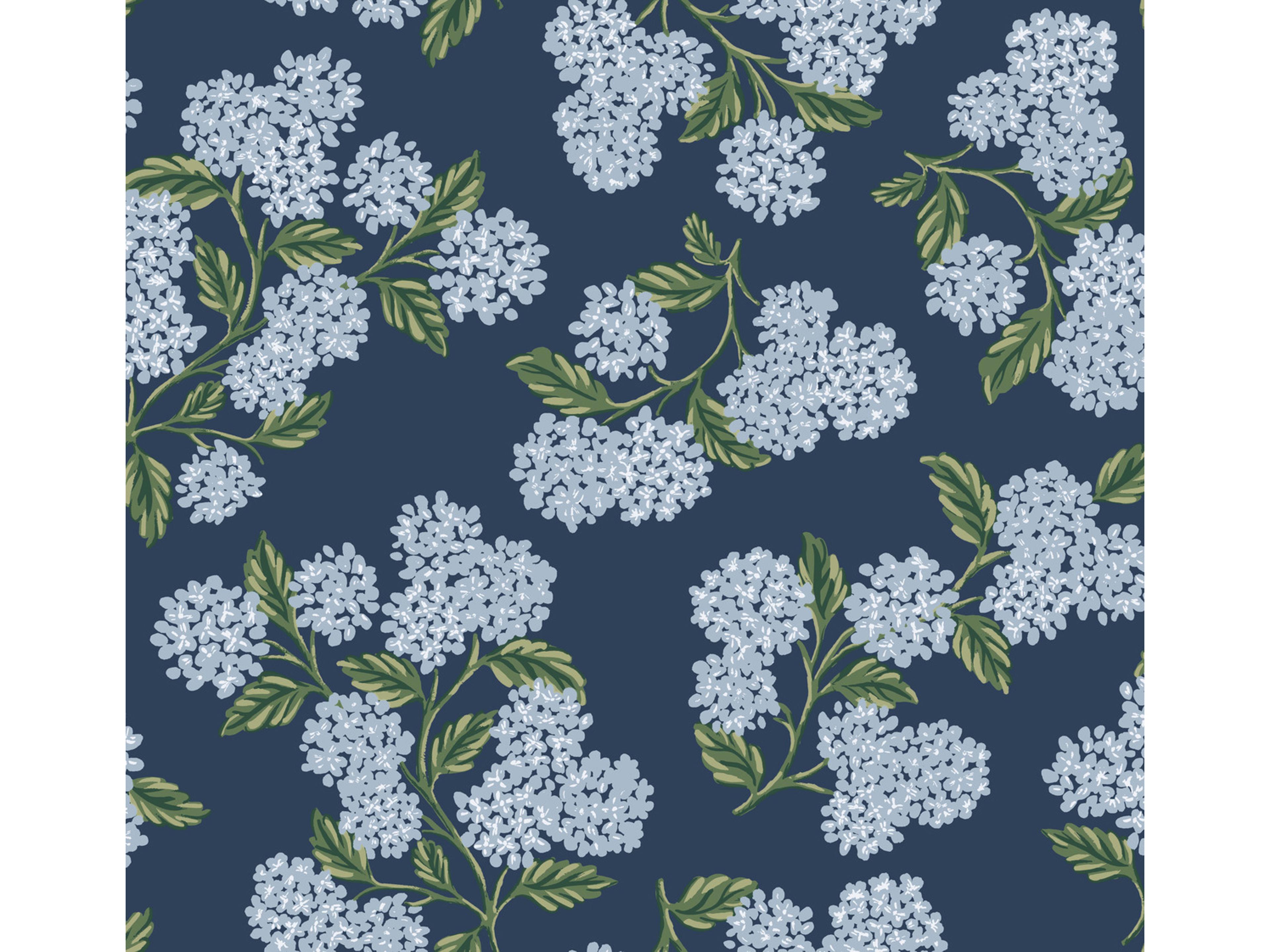 York Wallcoverings Navy Hydrangea Wallpaper