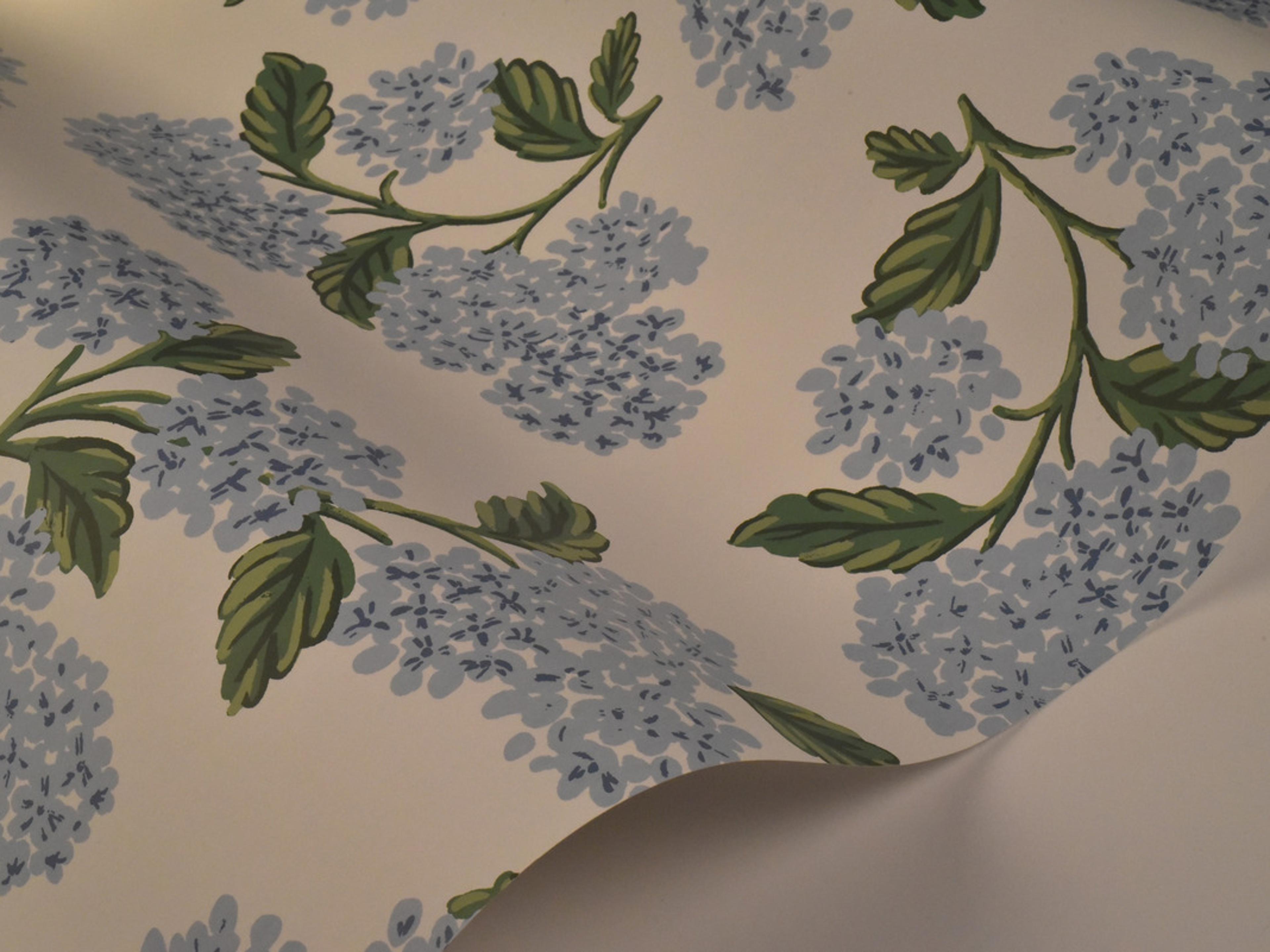 York Wallcoverings Blue / White Hydrangea Wallpaper