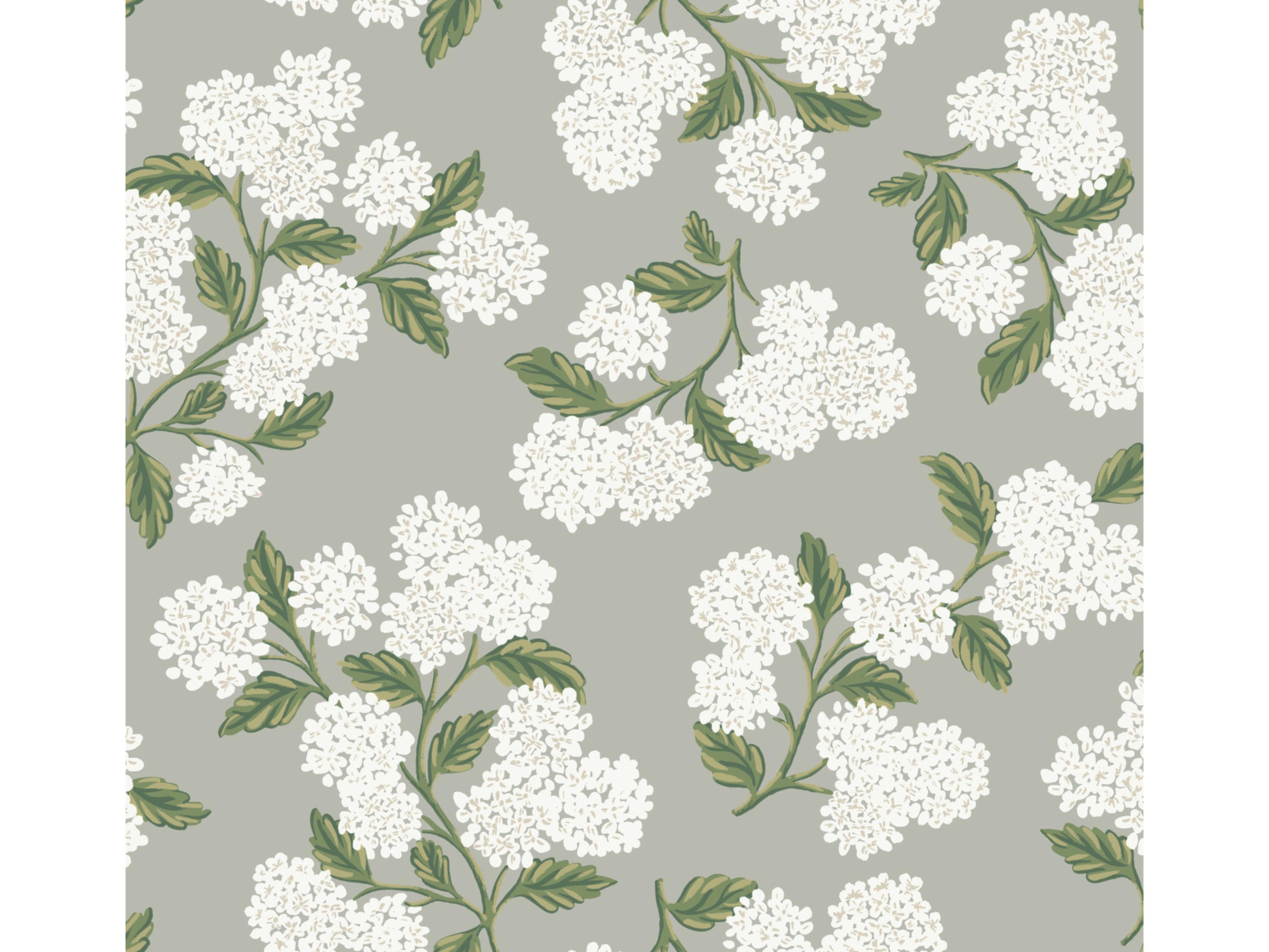 York Wallcoverings Gray Hydrangea Wallpaper