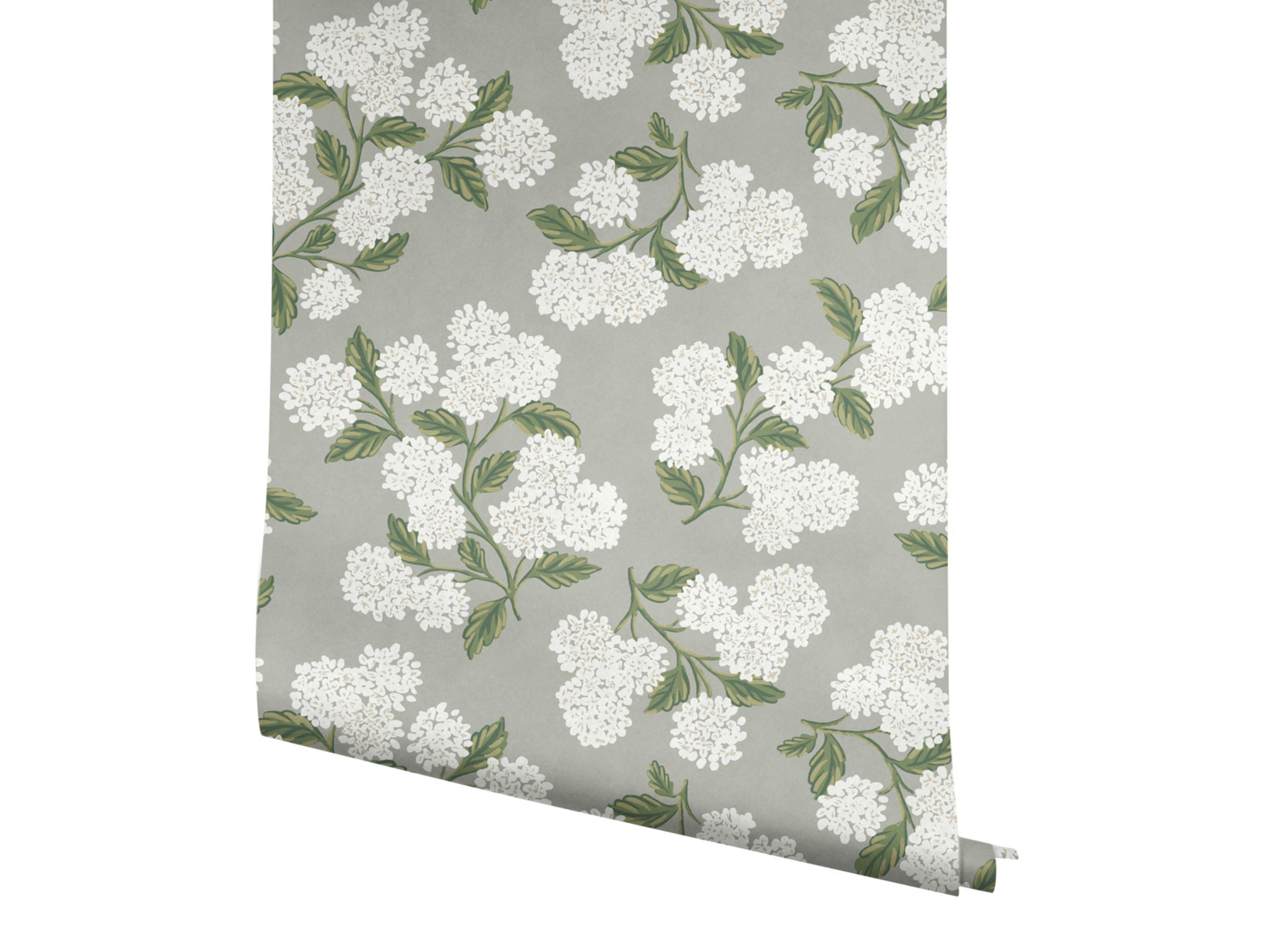 York Wallcoverings Gray Hydrangea Wallpaper