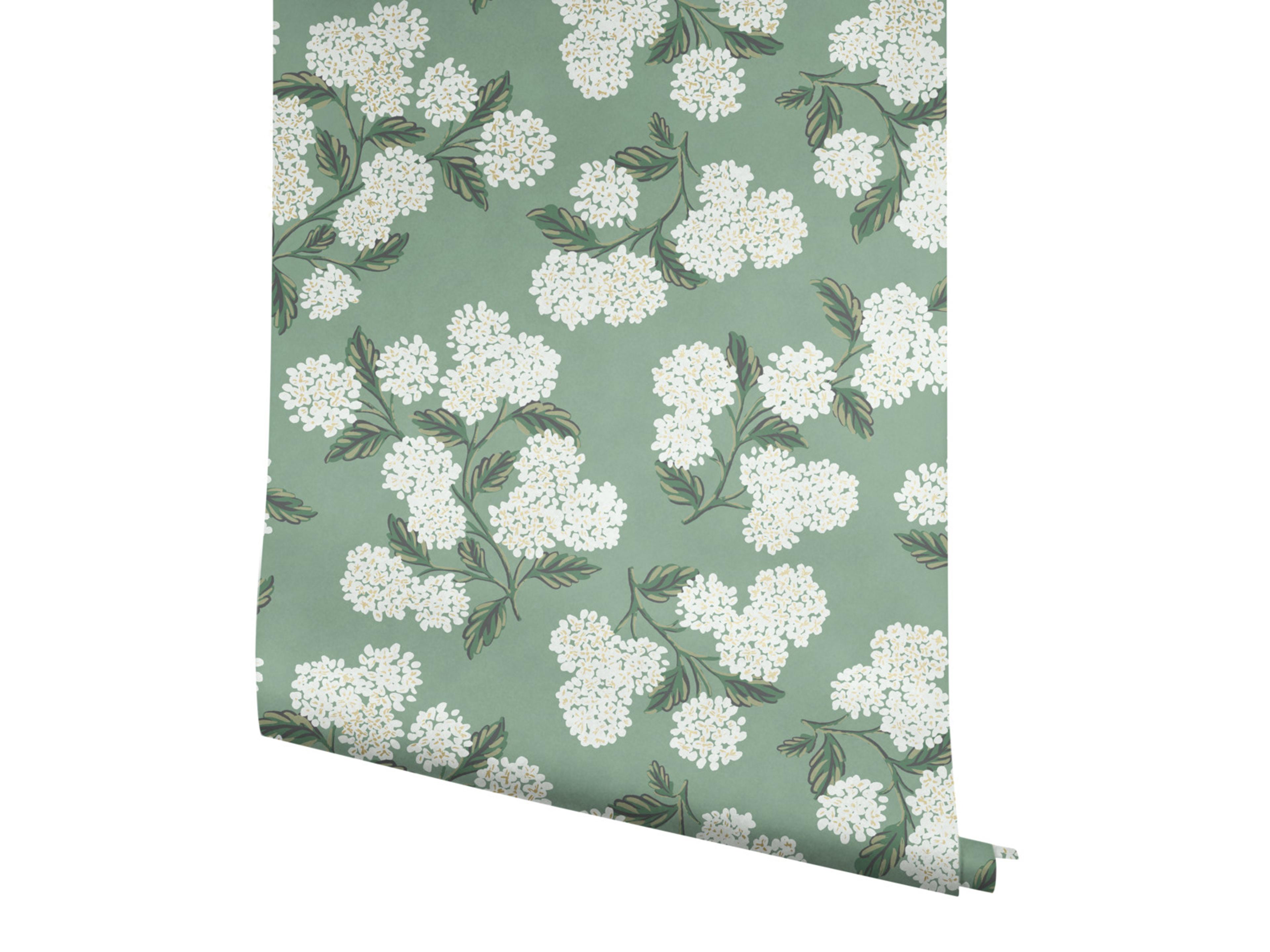York Wallcoverings Jade Hydrangea Wallpaper