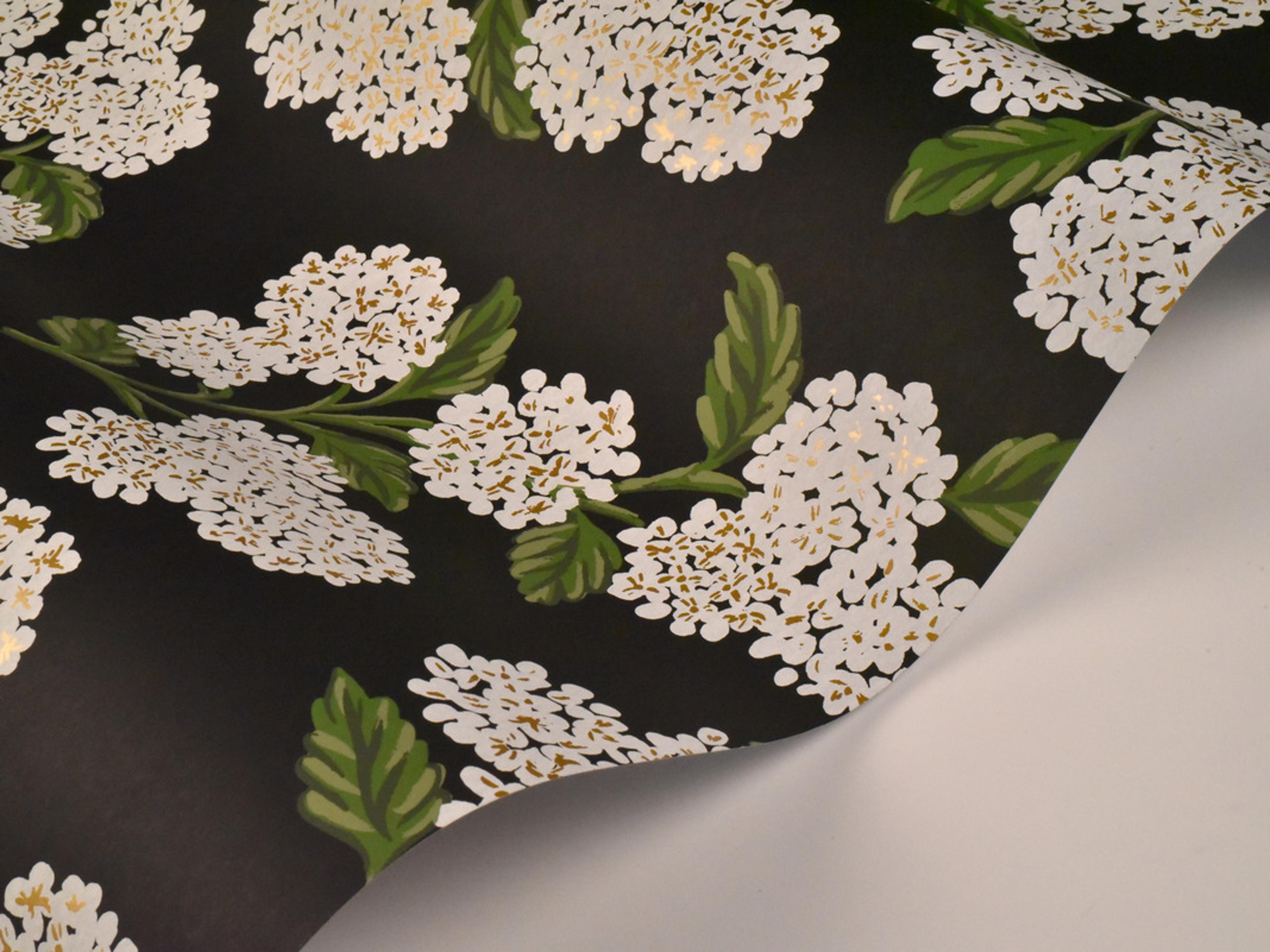 York Wallcoverings Black / White Hydrangea Wallpaper