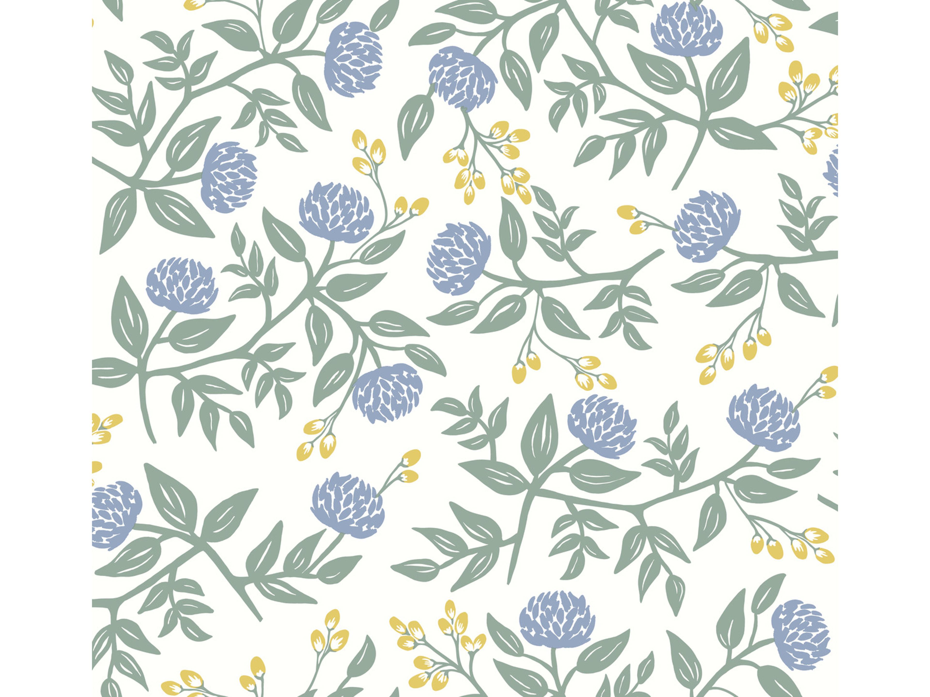 York Wallcoverings Periwinkle / Sage Peonies Wallpaper