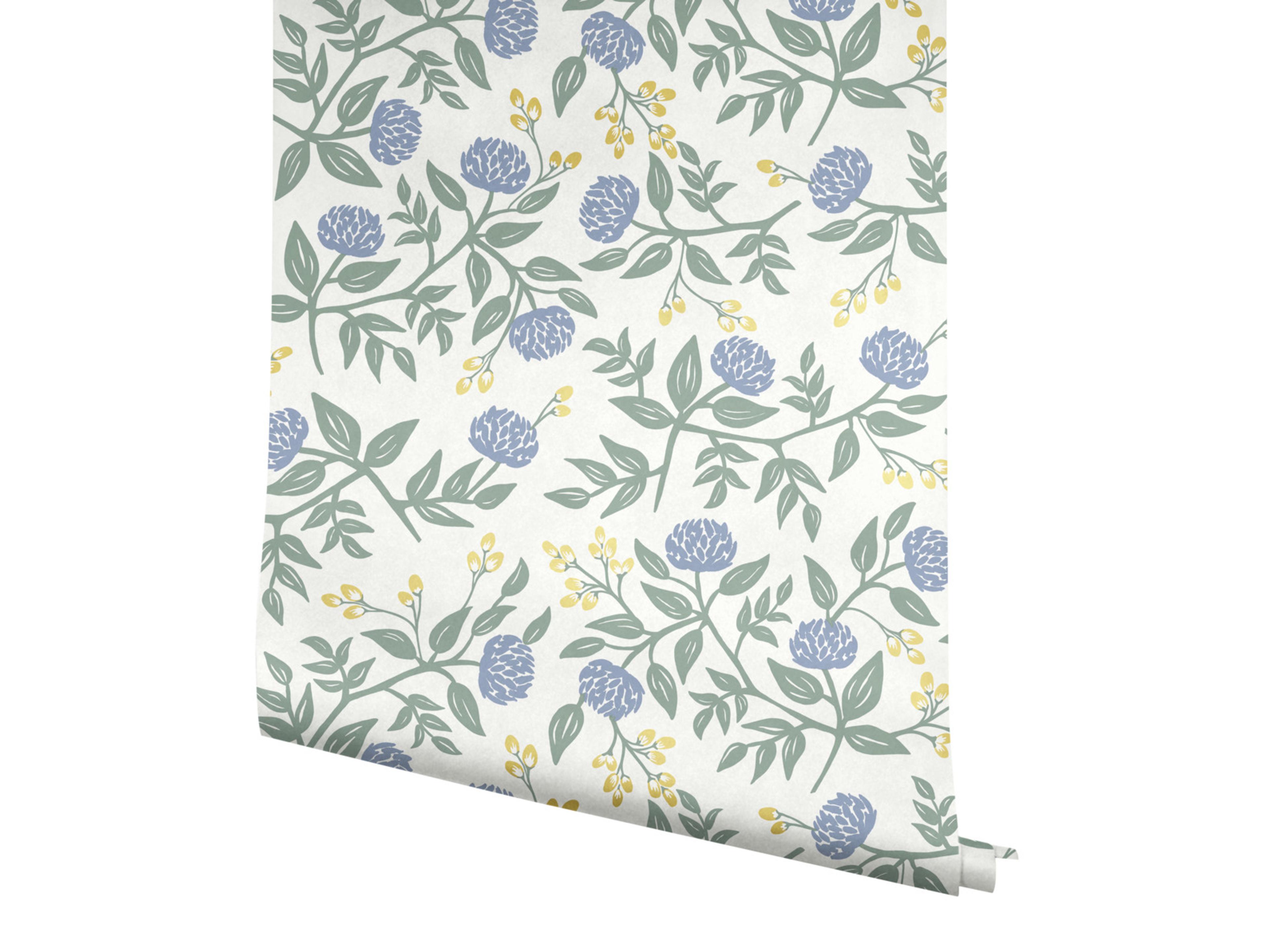 York Wallcoverings Periwinkle / Sage Peonies Wallpaper