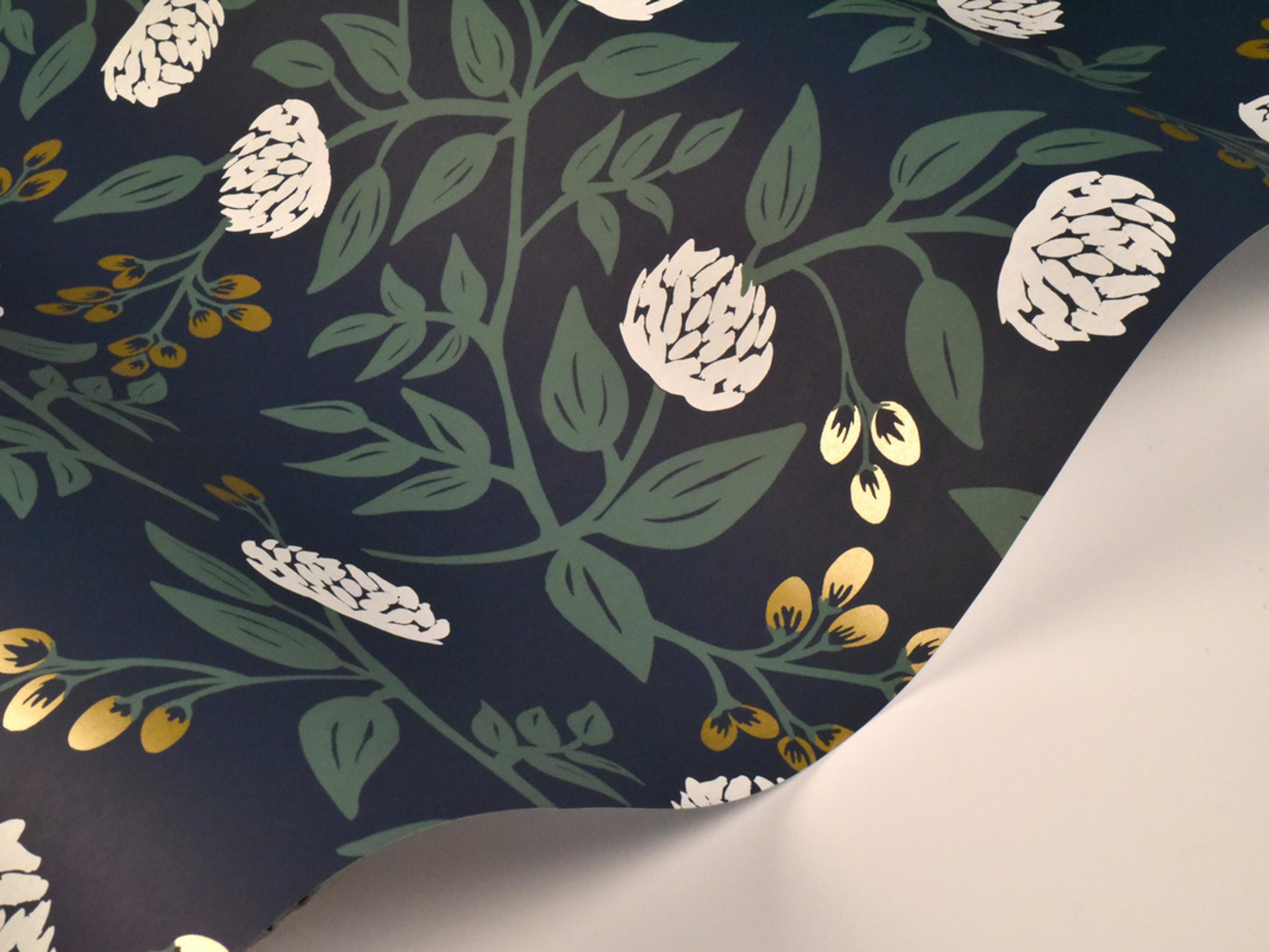 York Wallcoverings Navy Peonies Wallpaper