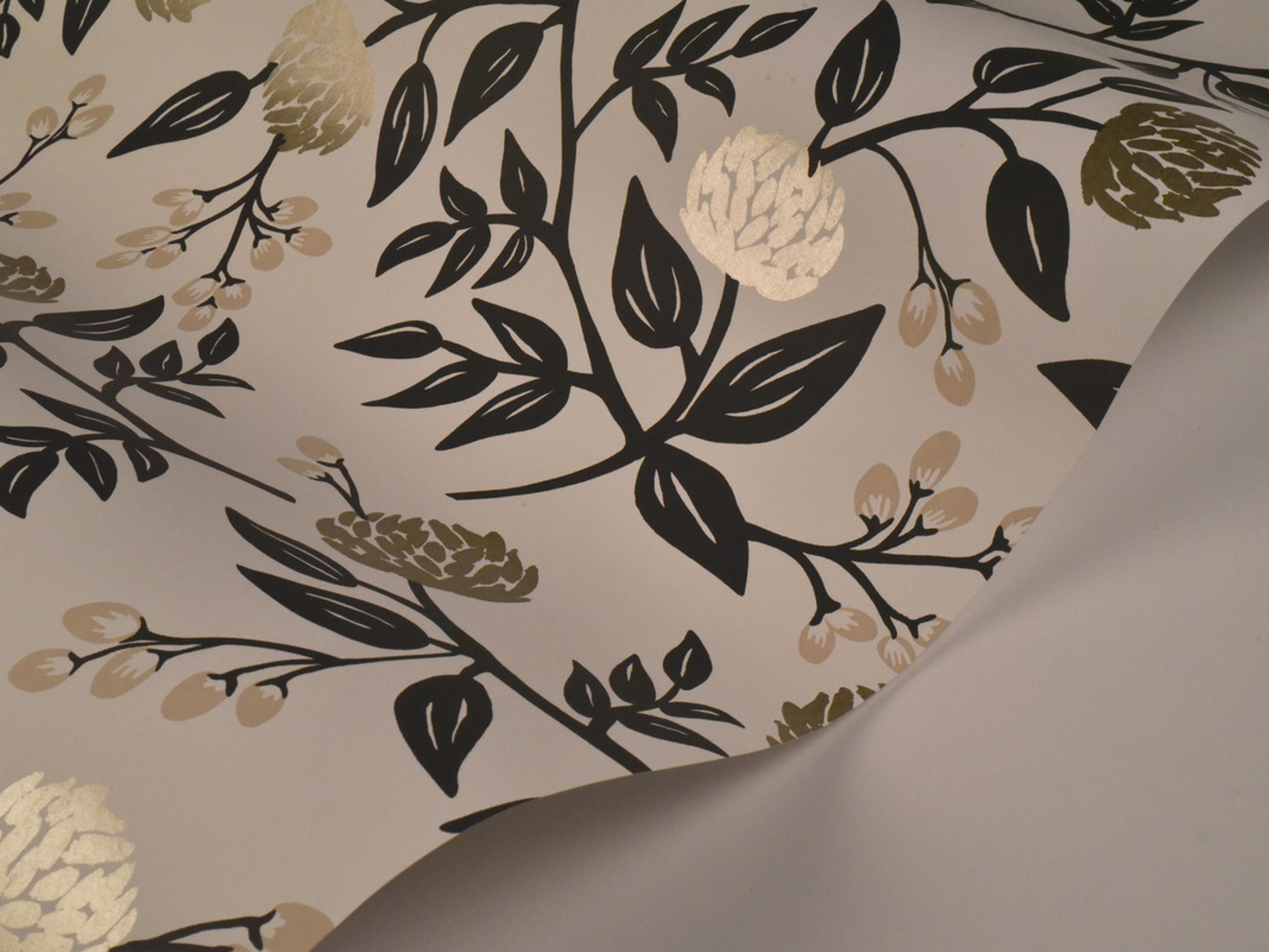 York Wallcoverings White / Black Peonies Wallpaper