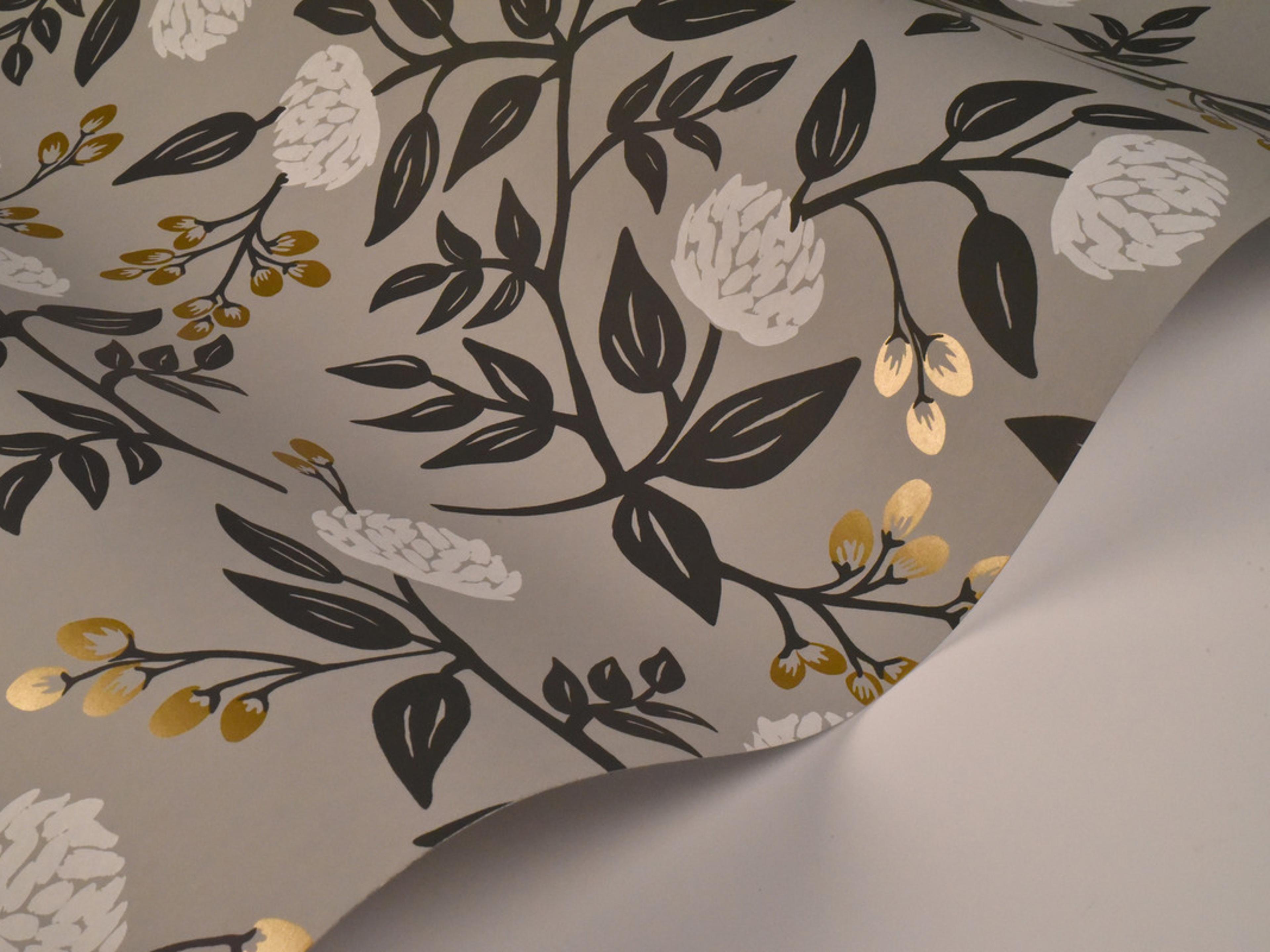 York Wallcoverings Gray Peonies Wallpaper