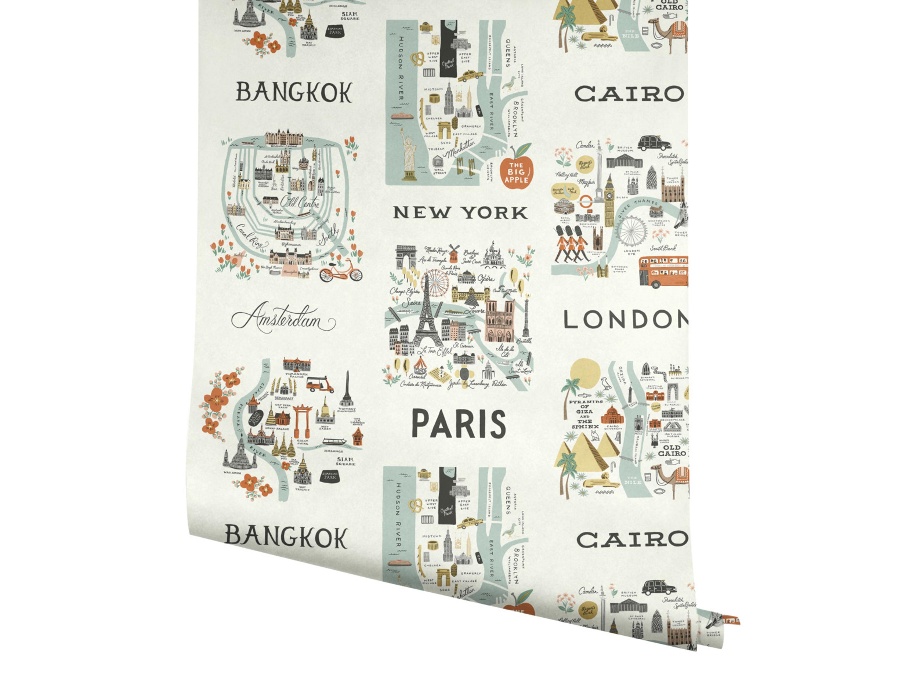York Wallcoverings Mint City Maps Wallpaper