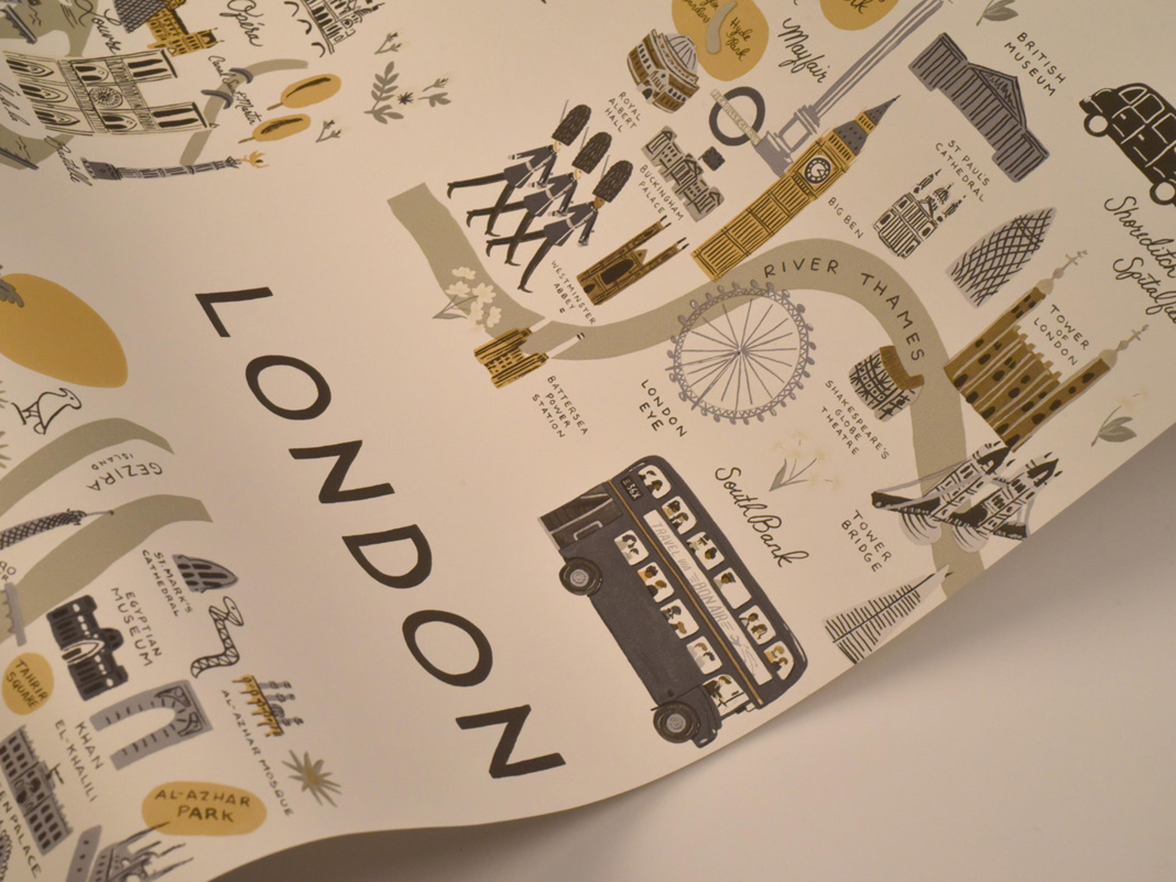 York Wallcoverings Gray / Gold City Maps Wallpaper