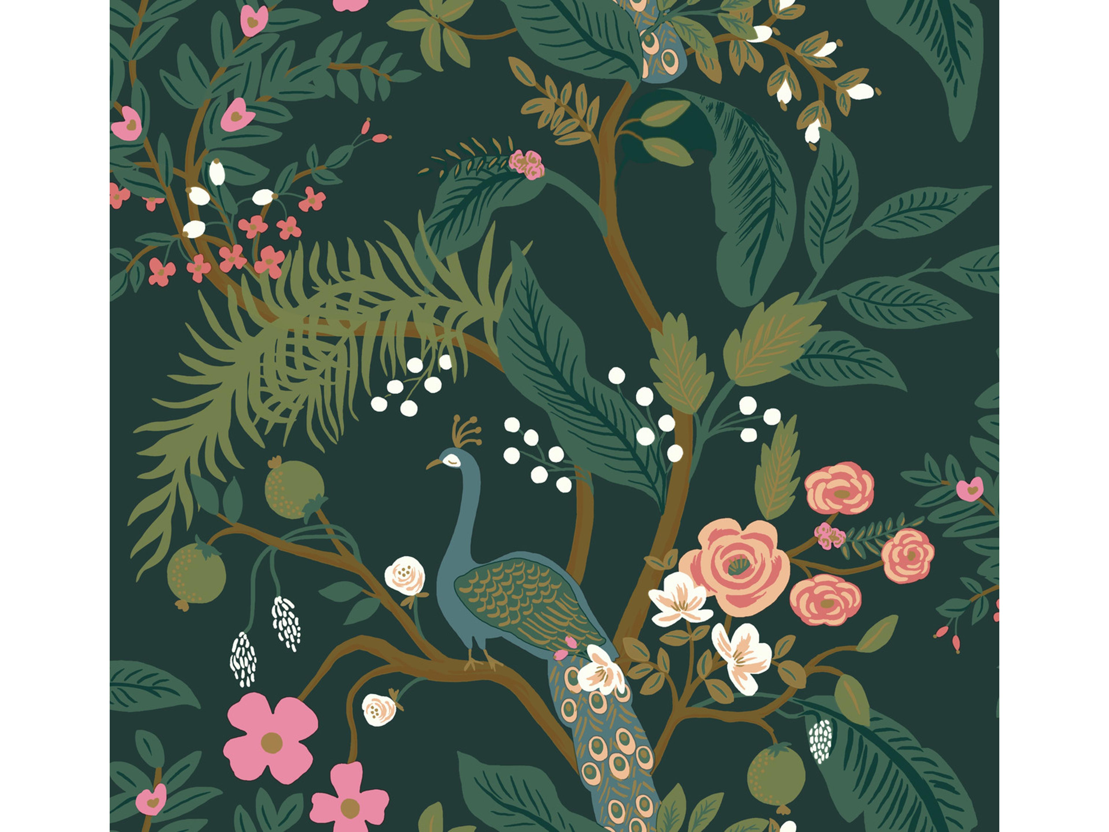 York Wallcoverings Emerald Peacock Wallpaper