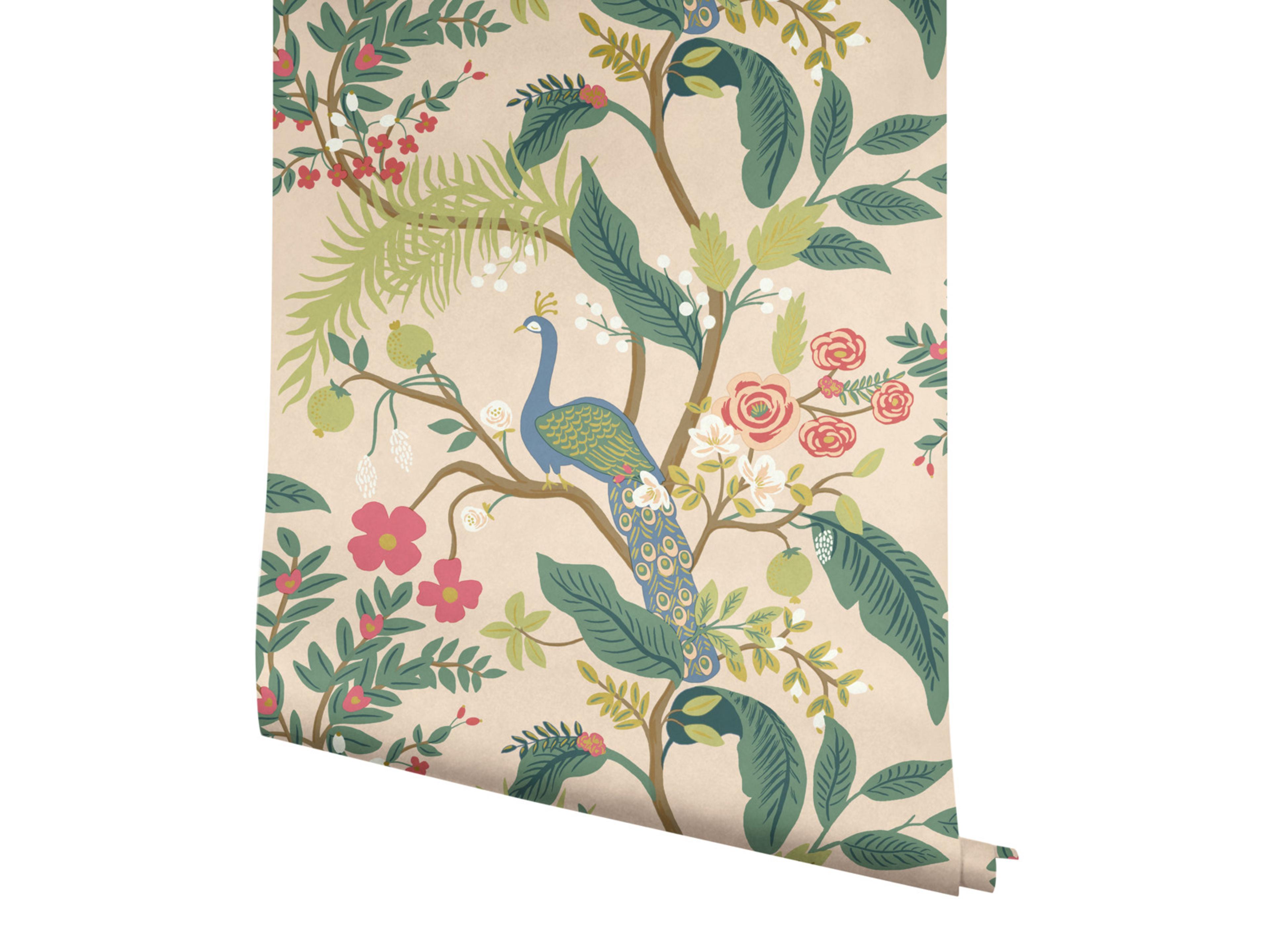 York Wallcoverings Light Pink Peacock Wallpaper